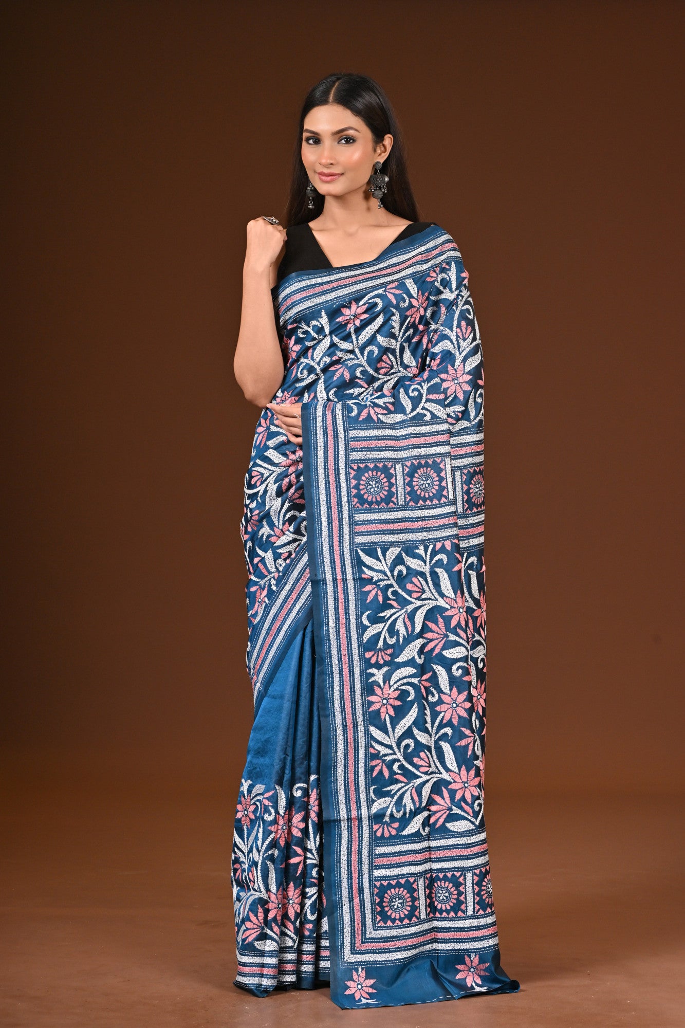 PURE  SILK KANTHA SAREE Thumbnail