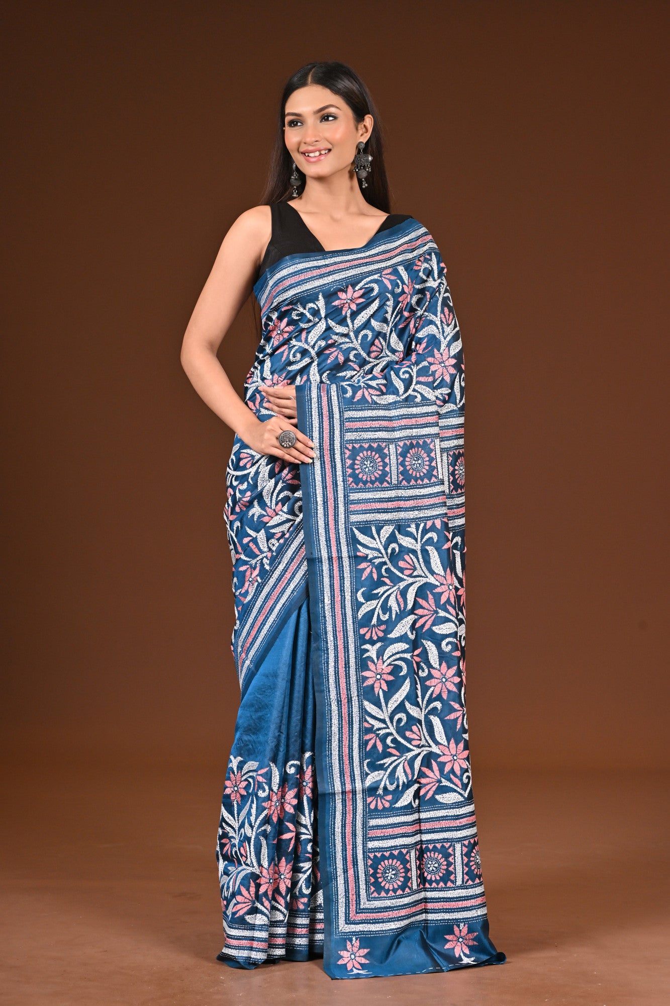 PURE  SILK KANTHA SAREE Thumbnail