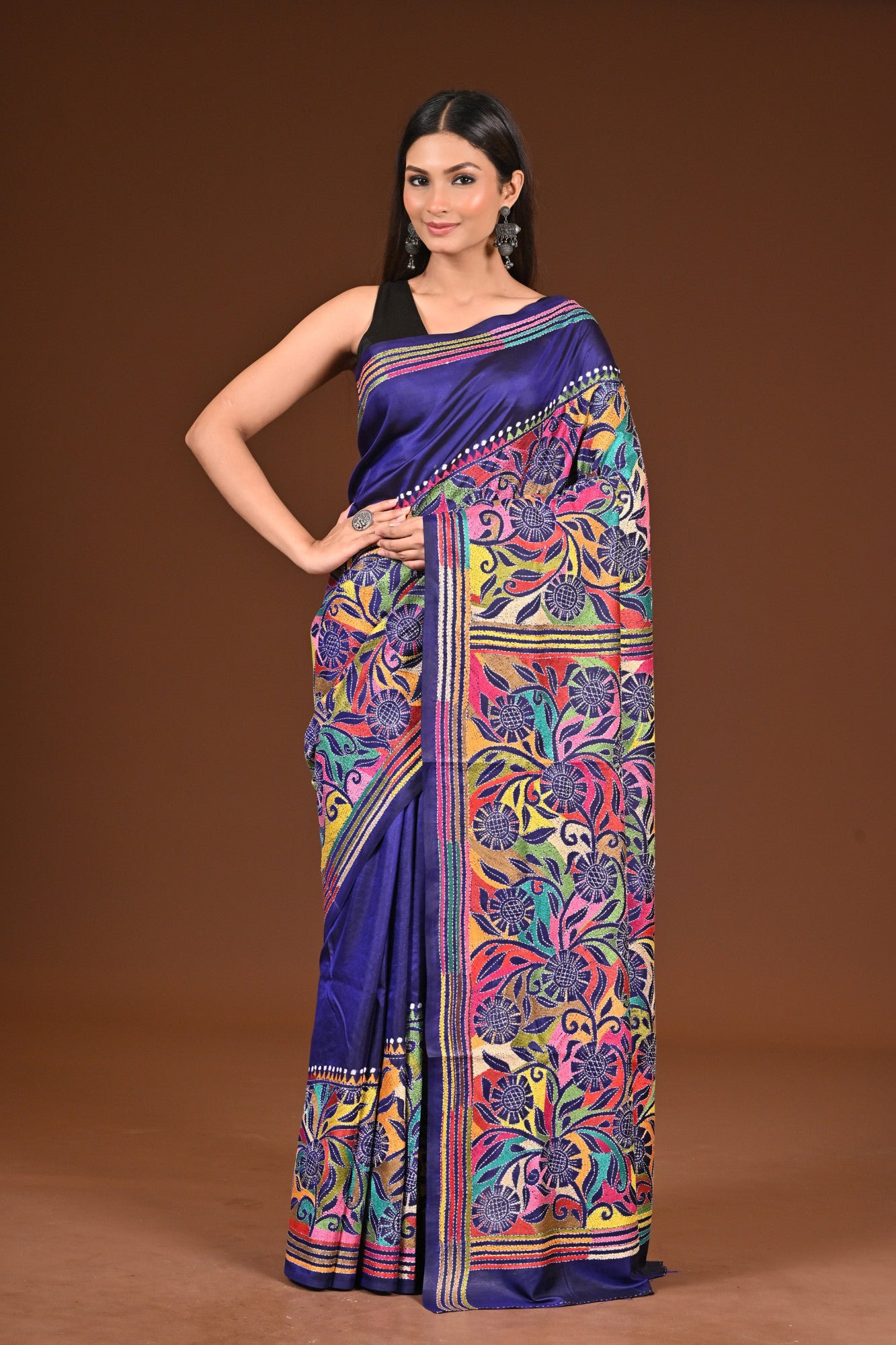 PURE  SILK KANTHA SAREE Thumbnail
