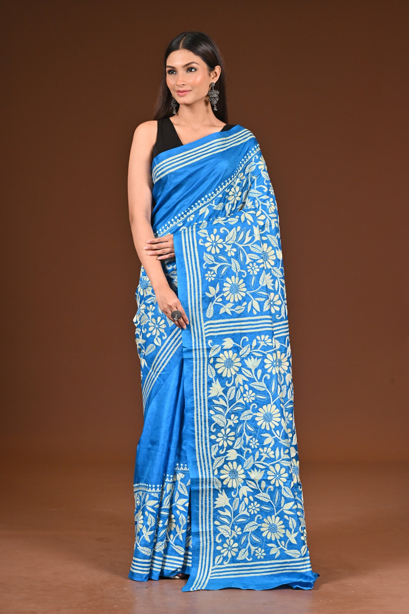 PURE  SILK KANTHA SAREE Thumbnail