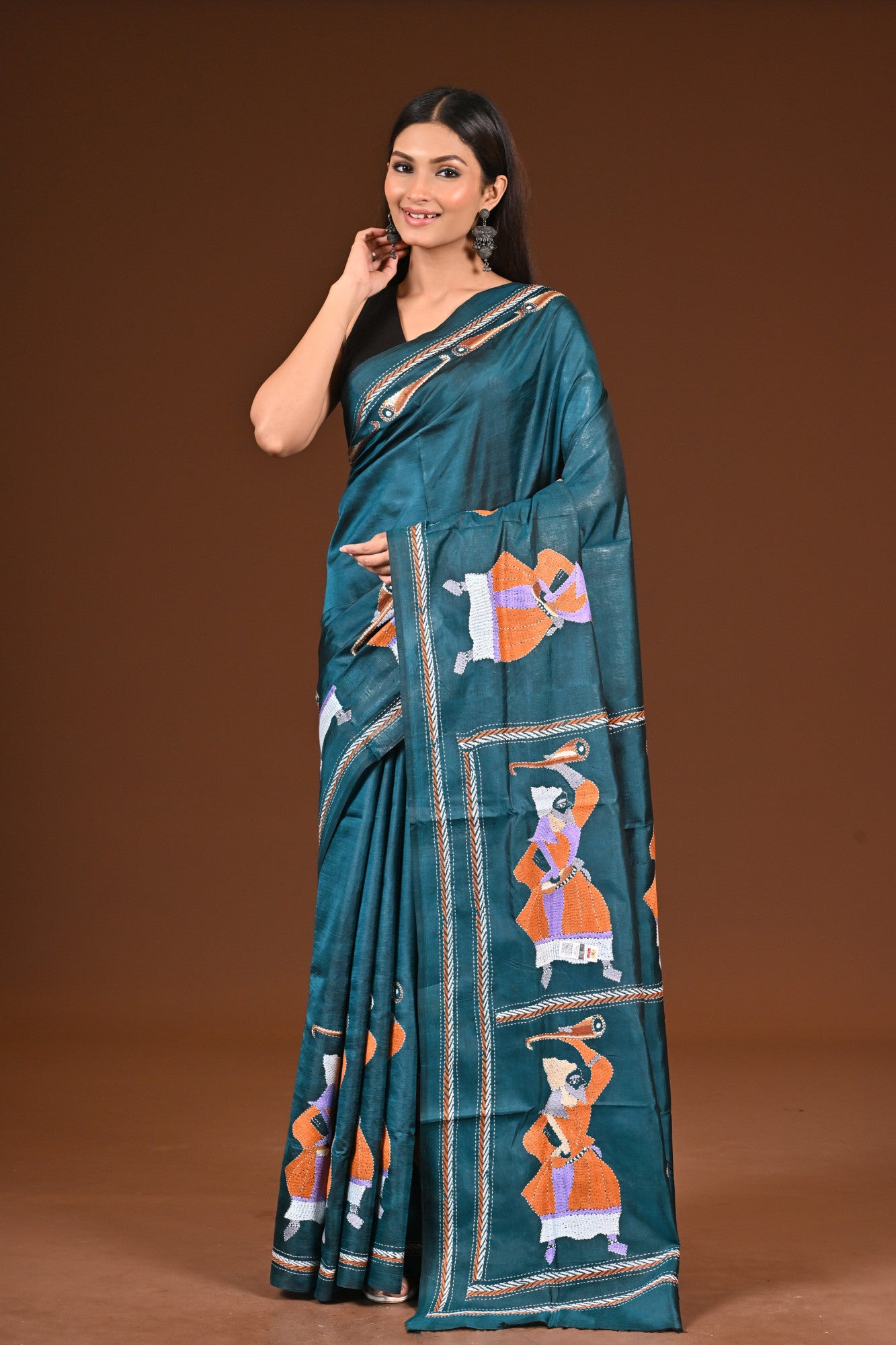 PURE  SILK KANTHA SAREE Thumbnail