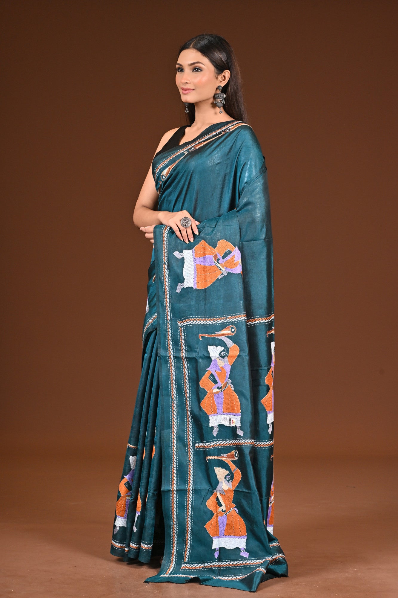 PURE  SILK KANTHA SAREE Thumbnail