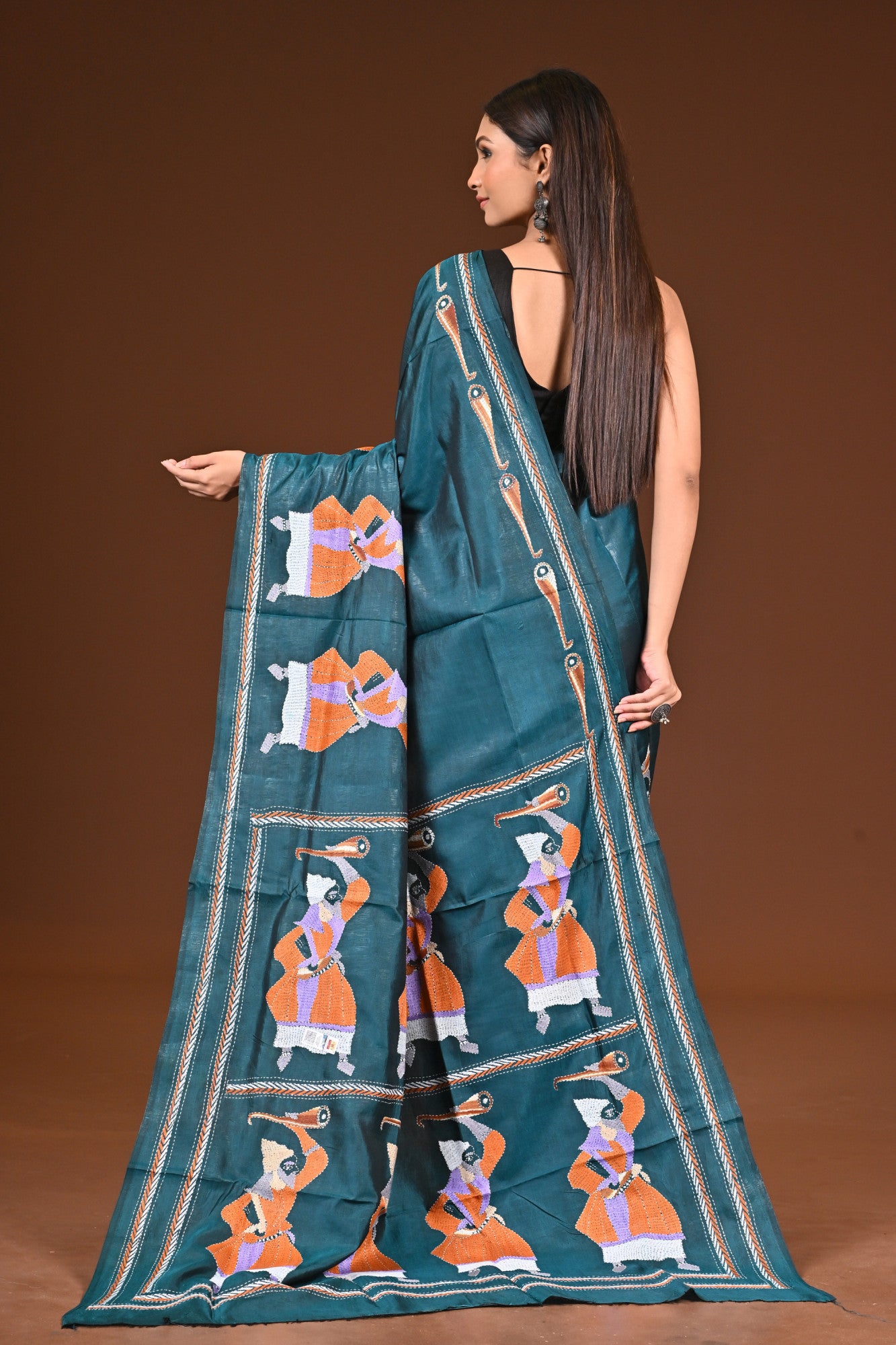 PURE  SILK KANTHA SAREE Thumbnail