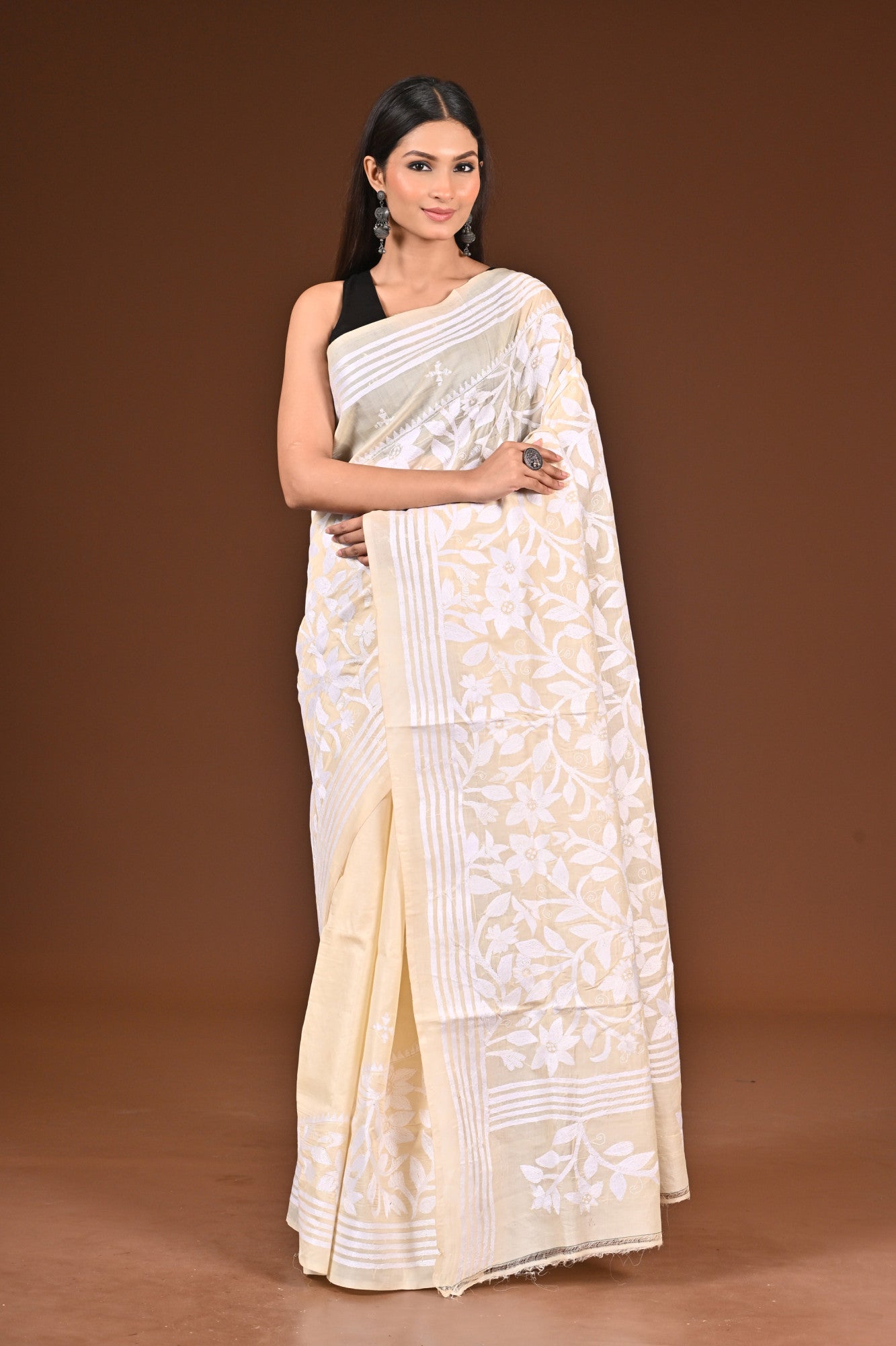 PURE  SILK KANTHA SAREE Thumbnail