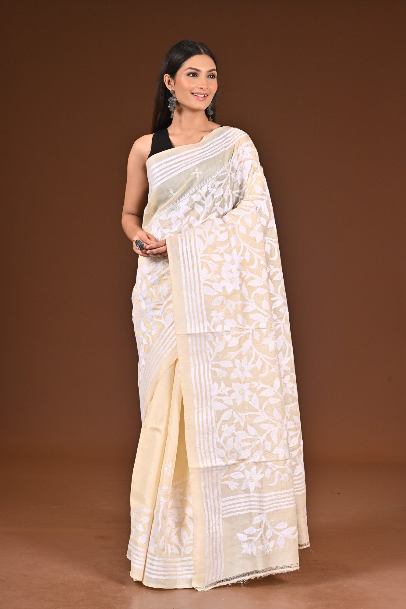 PURE  SILK KANTHA SAREE Thumbnail