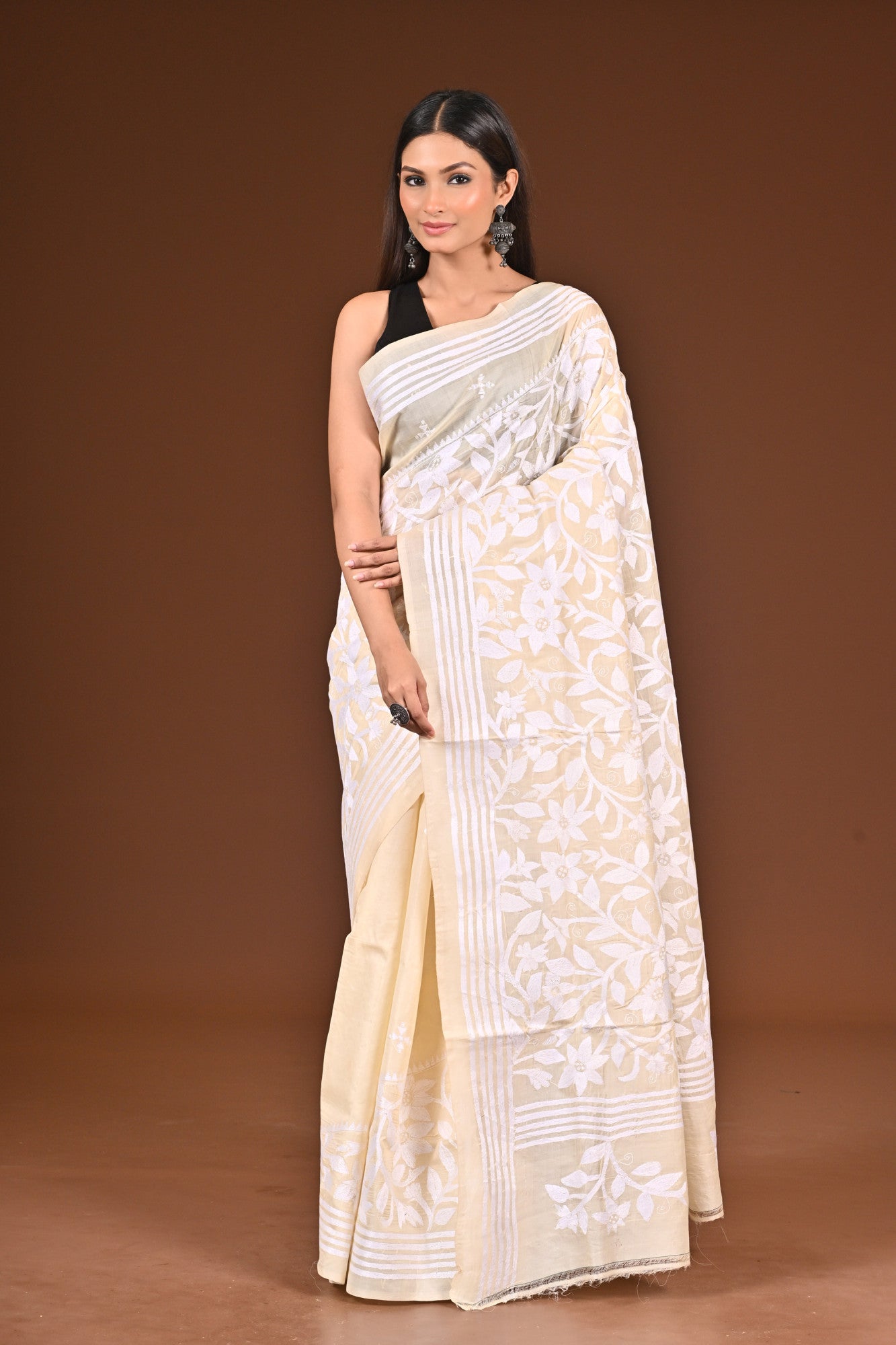 PURE  SILK KANTHA SAREE Thumbnail