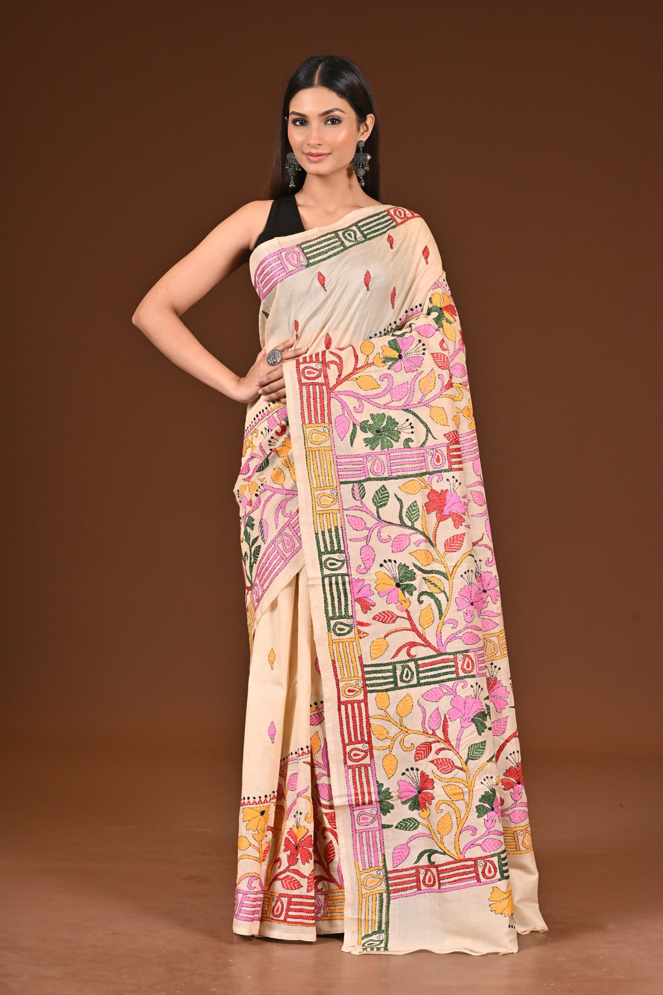 PURE  SILK KANTHA SAREE Thumbnail