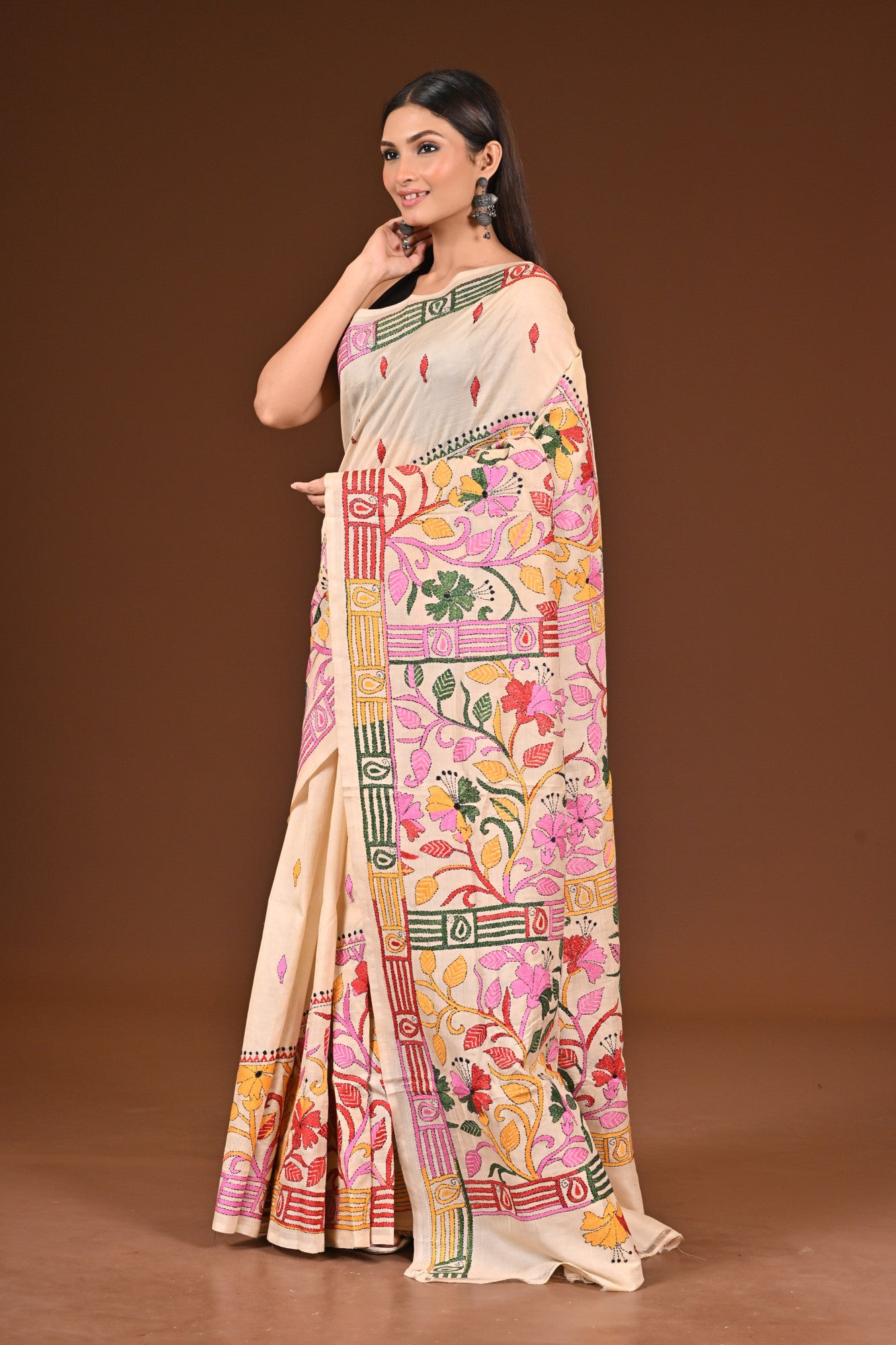 PURE  SILK KANTHA SAREE Thumbnail