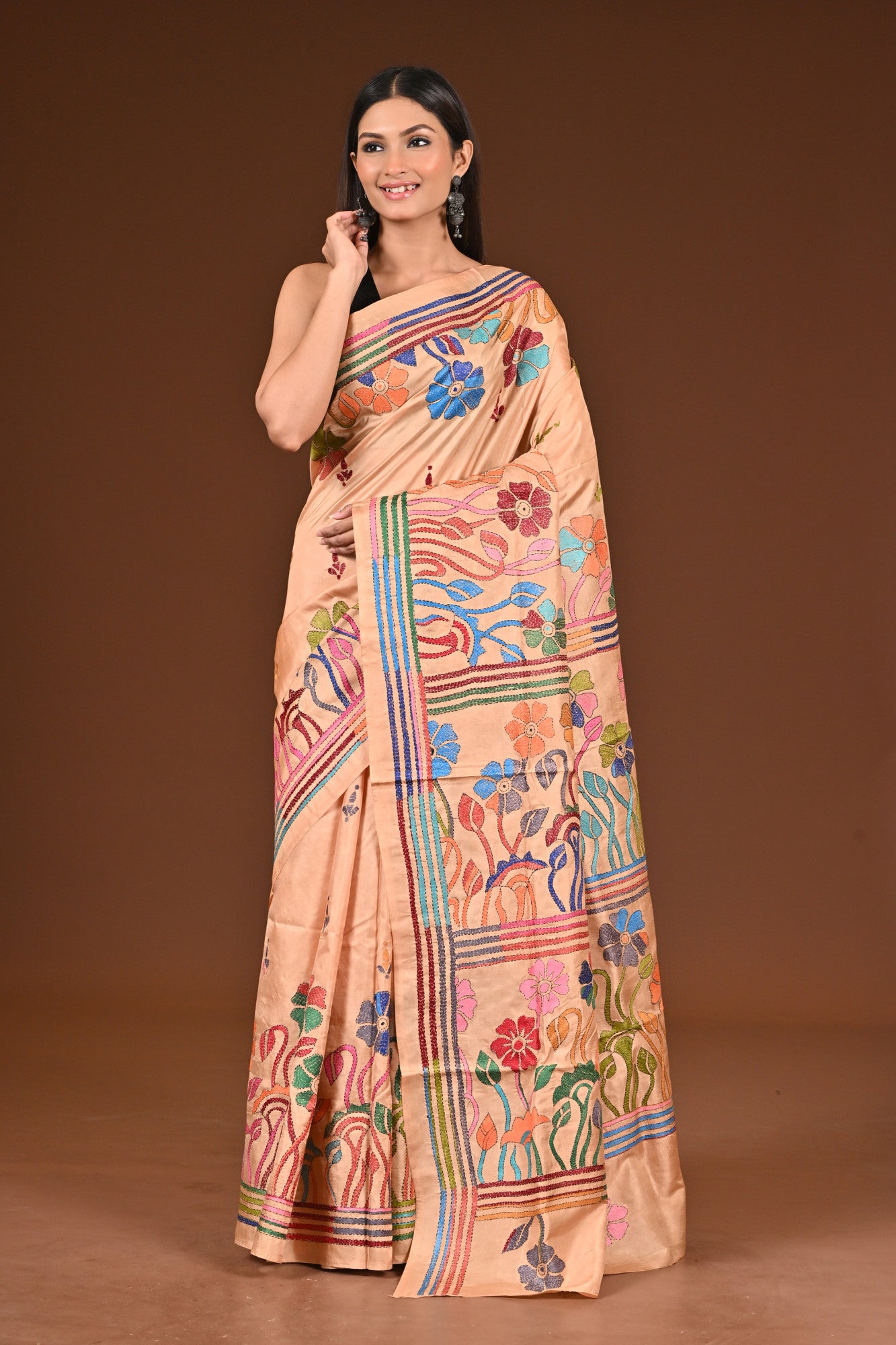 PURE  SILK KANTHA SAREE Thumbnail