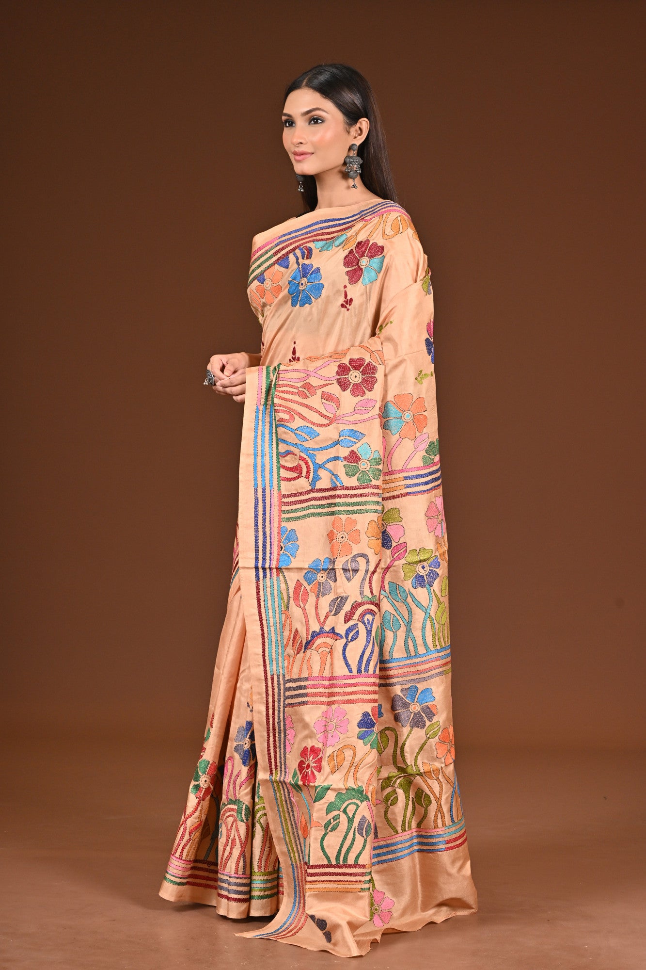 PURE  SILK KANTHA SAREE Thumbnail