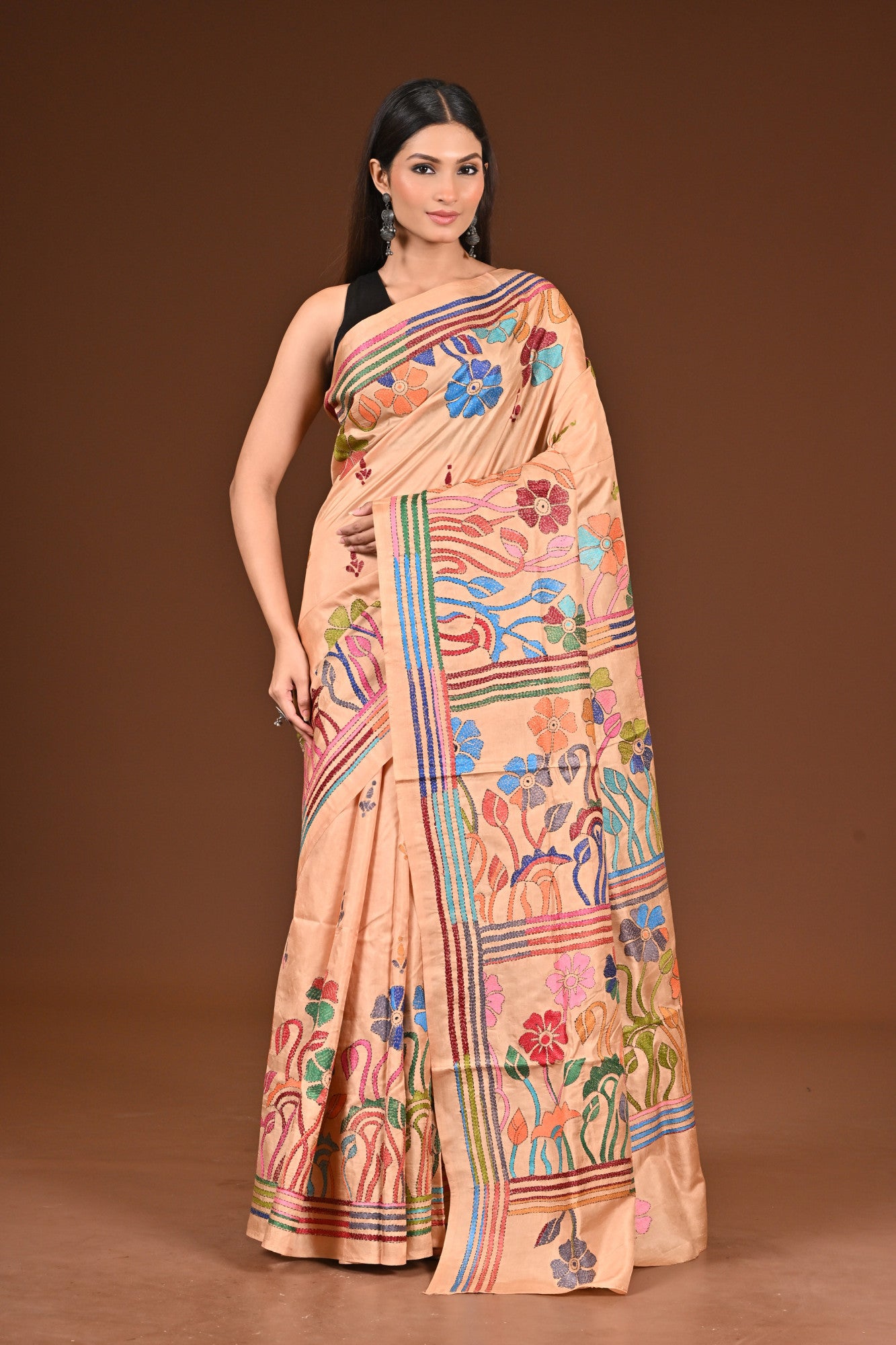 PURE  SILK KANTHA SAREE Thumbnail