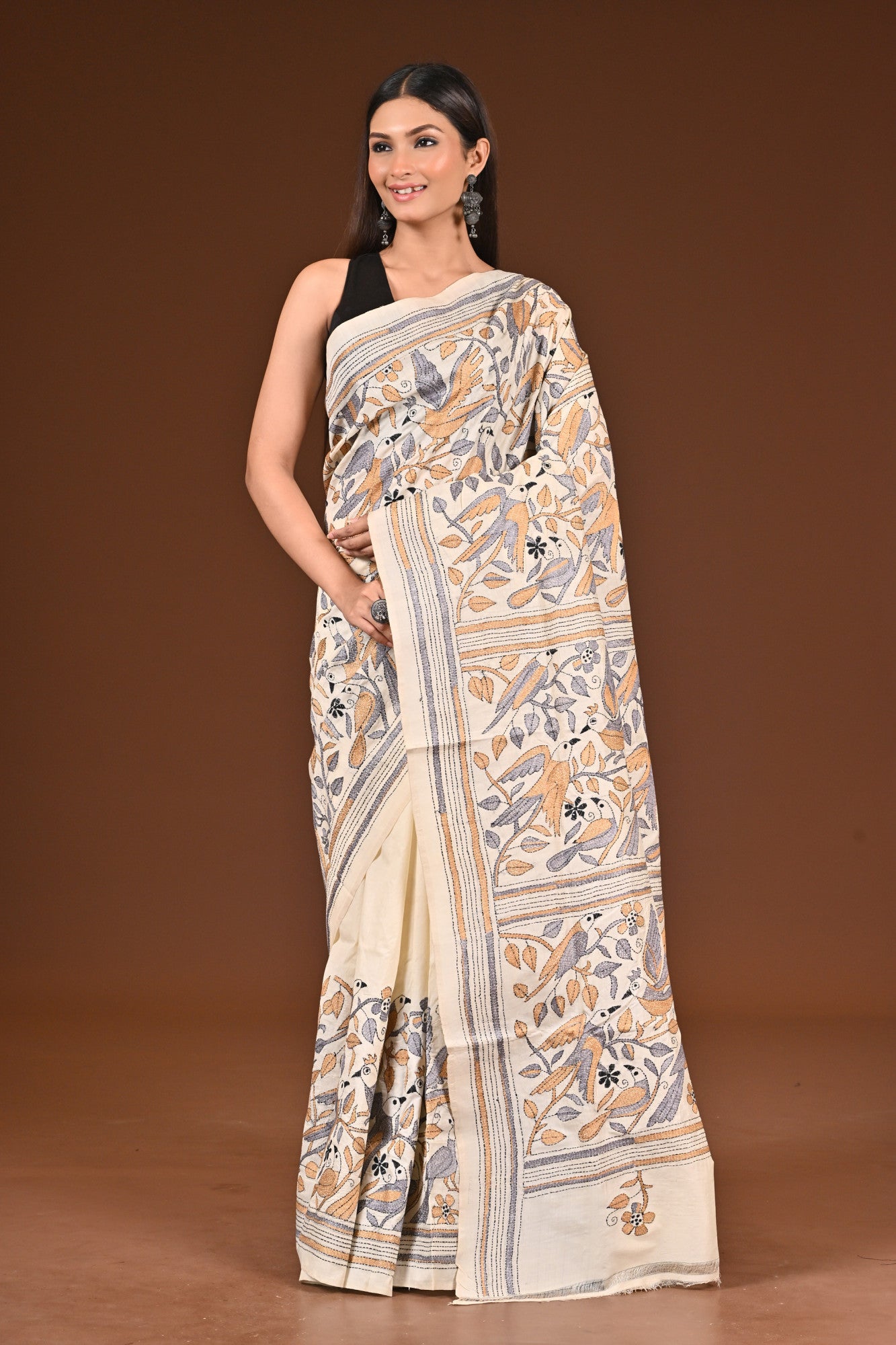 PURE  SILK KANTHA SAREE Thumbnail