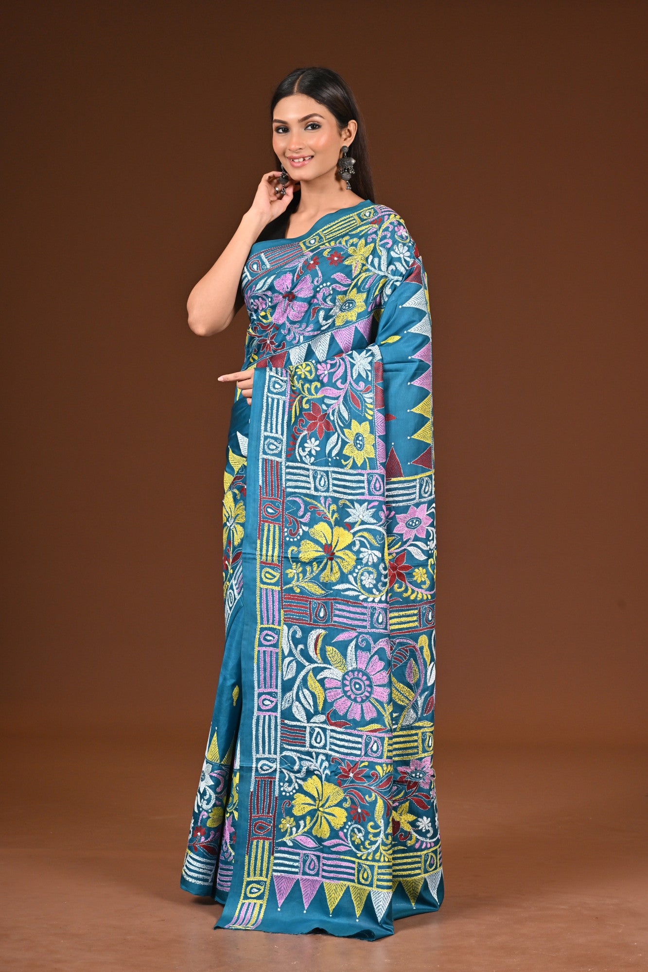 PURE  SILK KANTHA SAREE Thumbnail