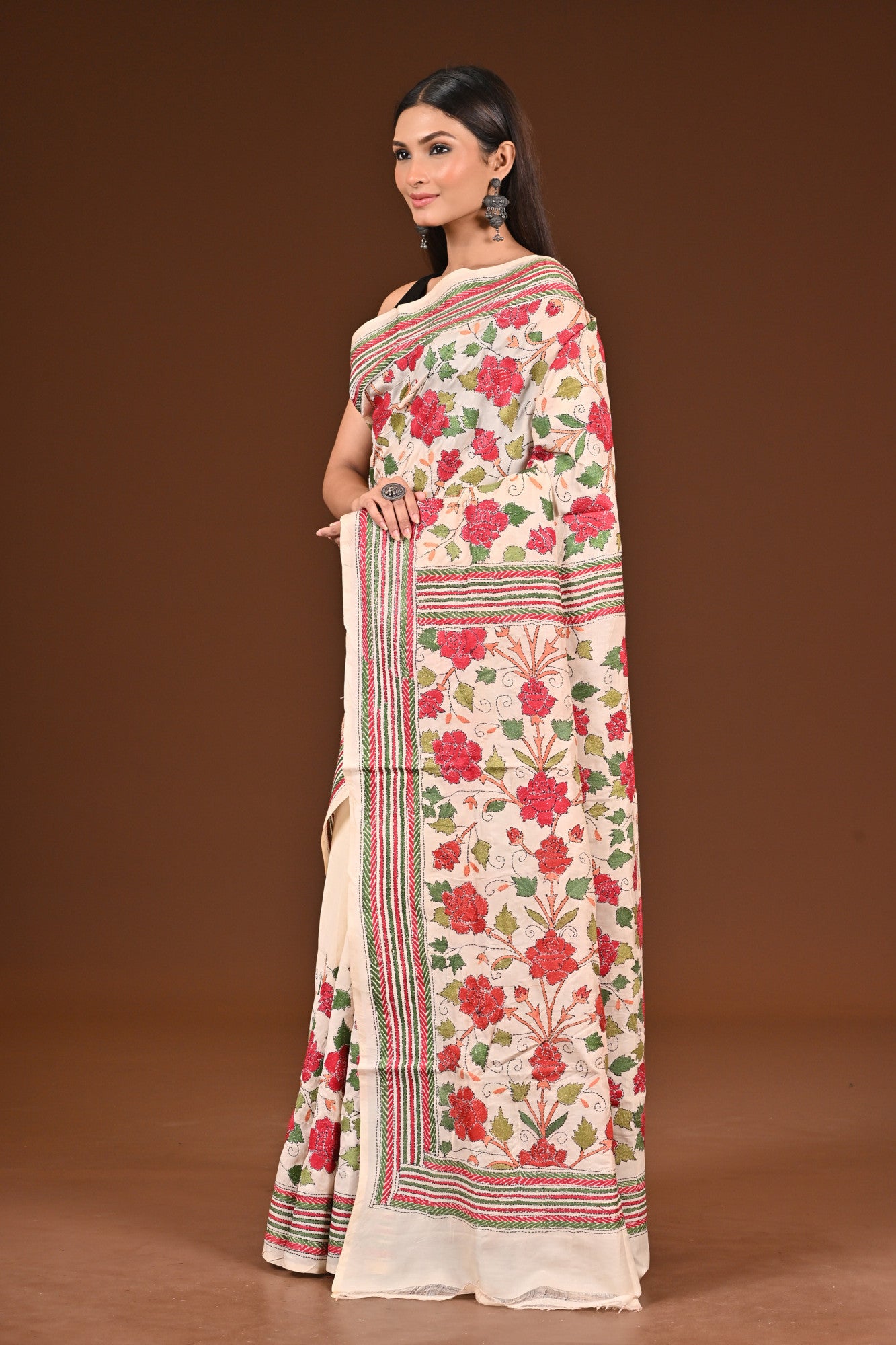 PURE  SILK KANTHA SAREE Thumbnail