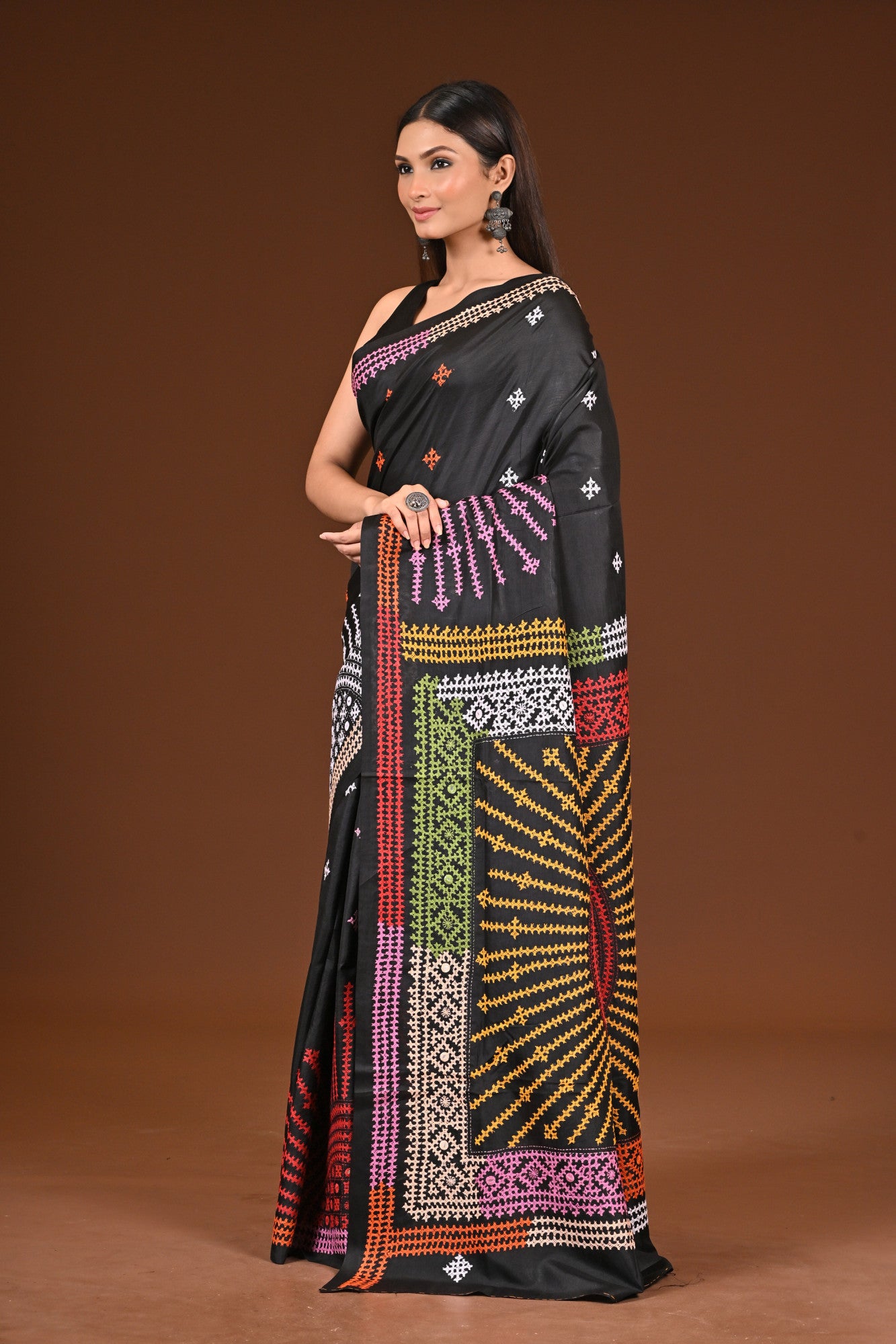 PURE  SILK KANTHA SAREE Thumbnail