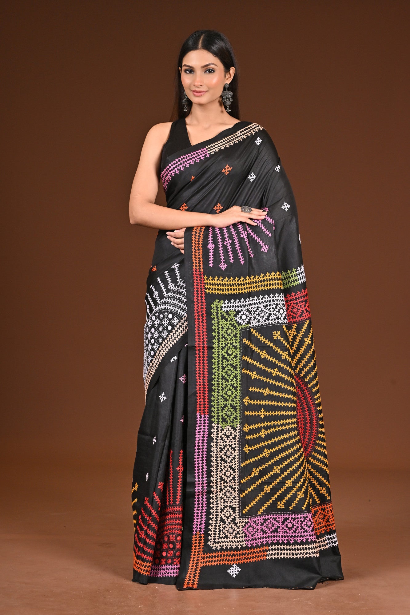 PURE  SILK KANTHA SAREE Thumbnail