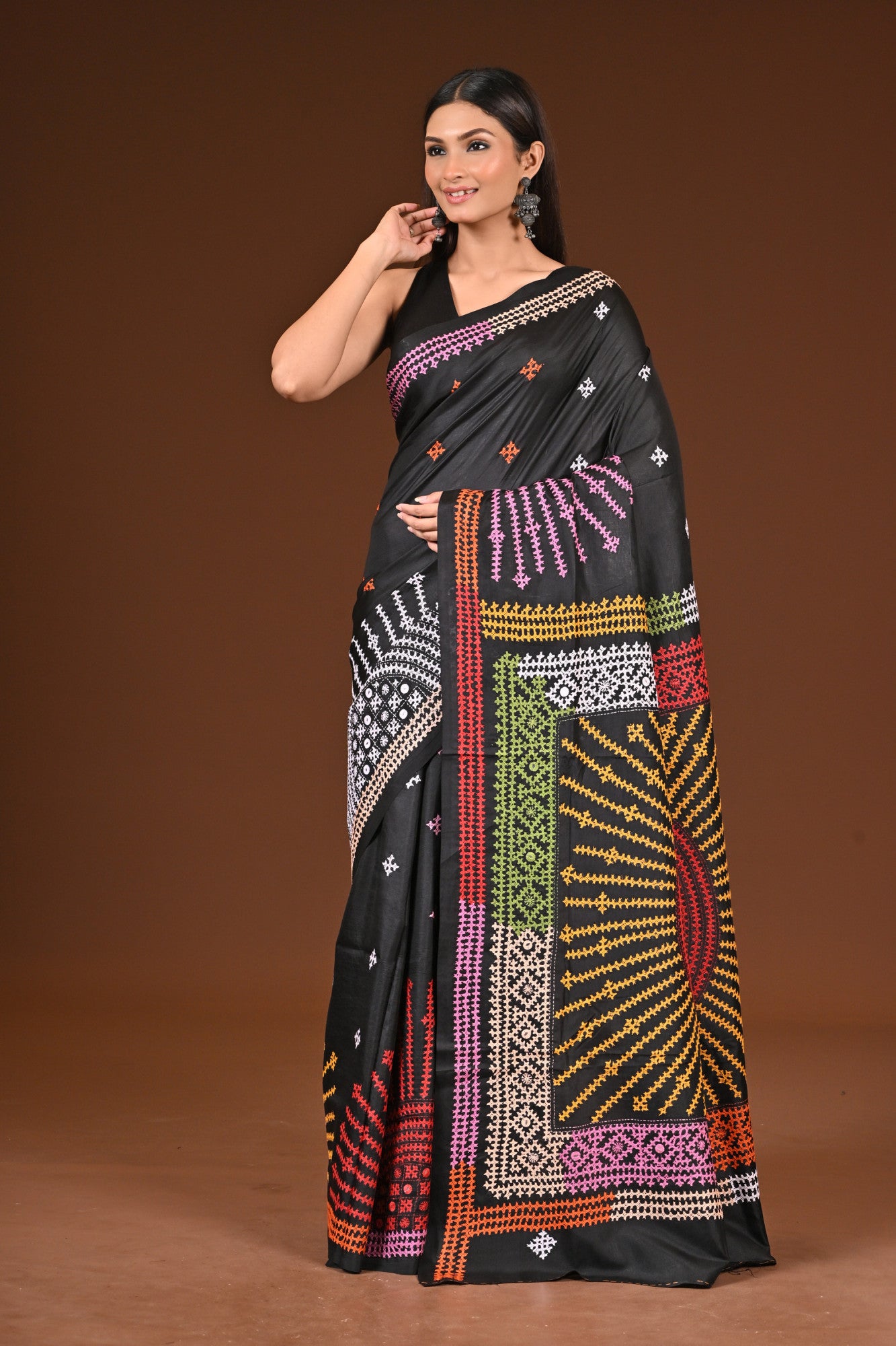 PURE  SILK KANTHA SAREE Thumbnail