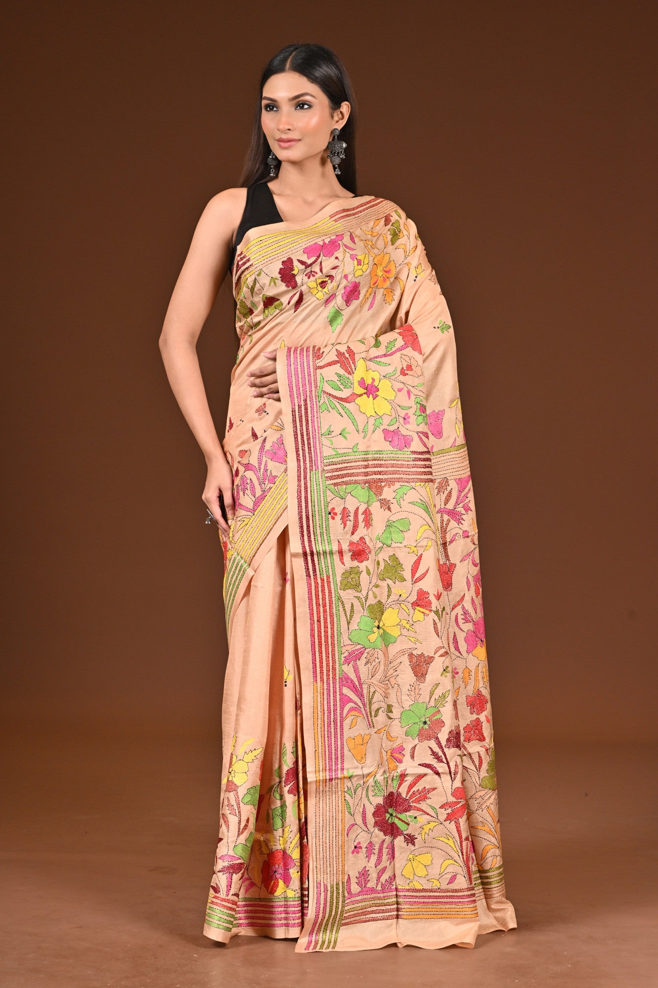PURE  SILK KANTHA SAREE Thumbnail