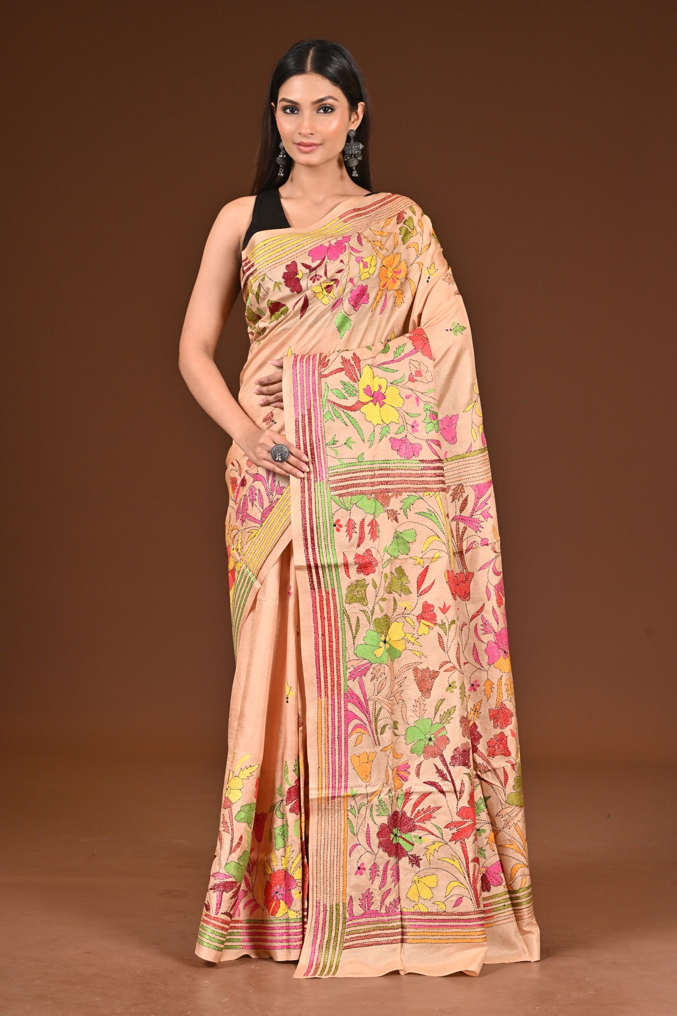 PURE  SILK KANTHA SAREE Thumbnail