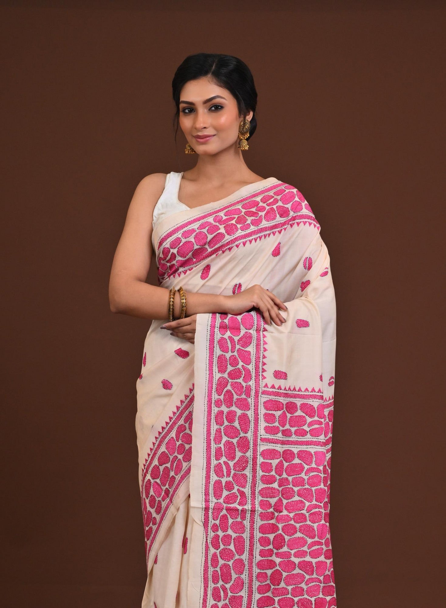 Pure Silk Kantha Saree Thumbnail