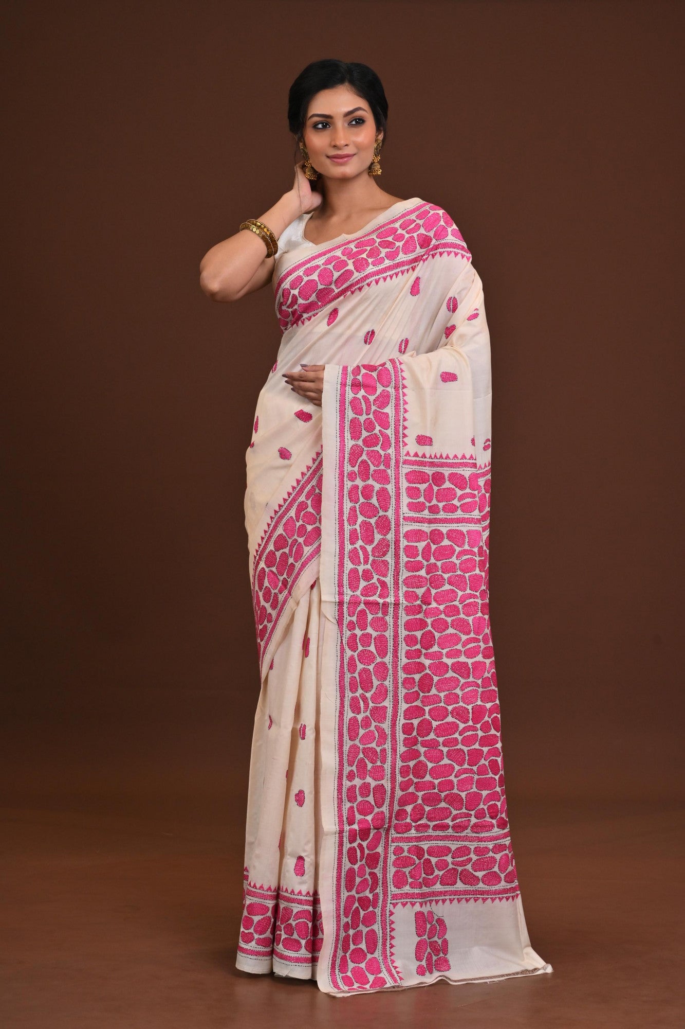 Pure Silk Kantha Saree Thumbnail