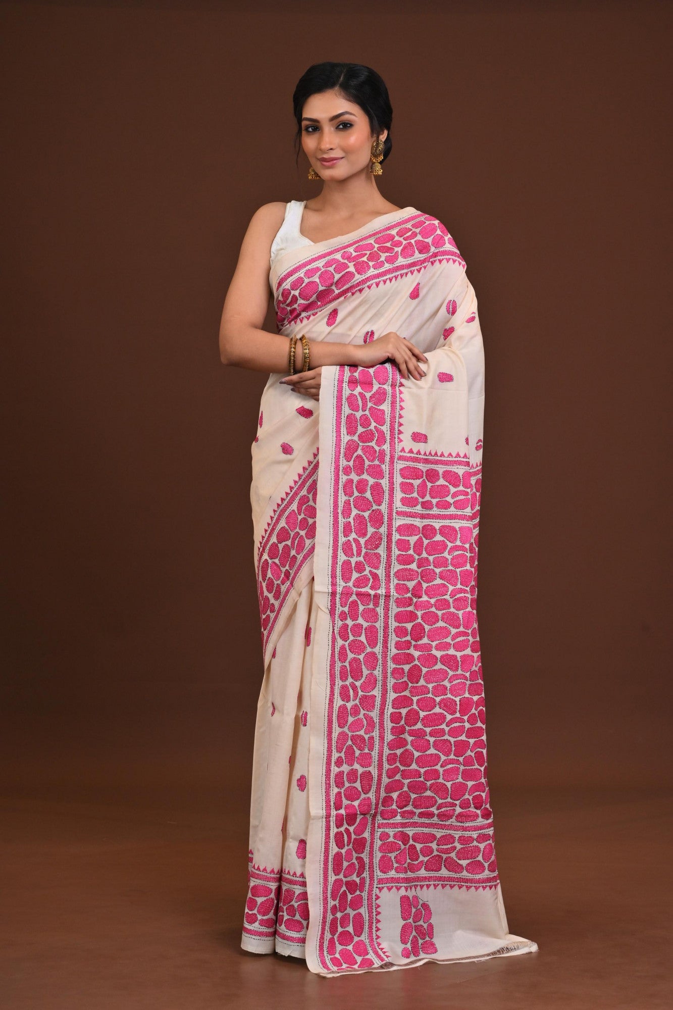 Pure Silk Kantha Saree Thumbnail