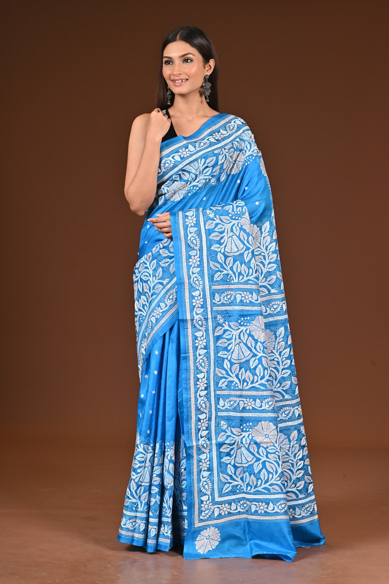 PURE  SILK KANTHA SAREE Thumbnail