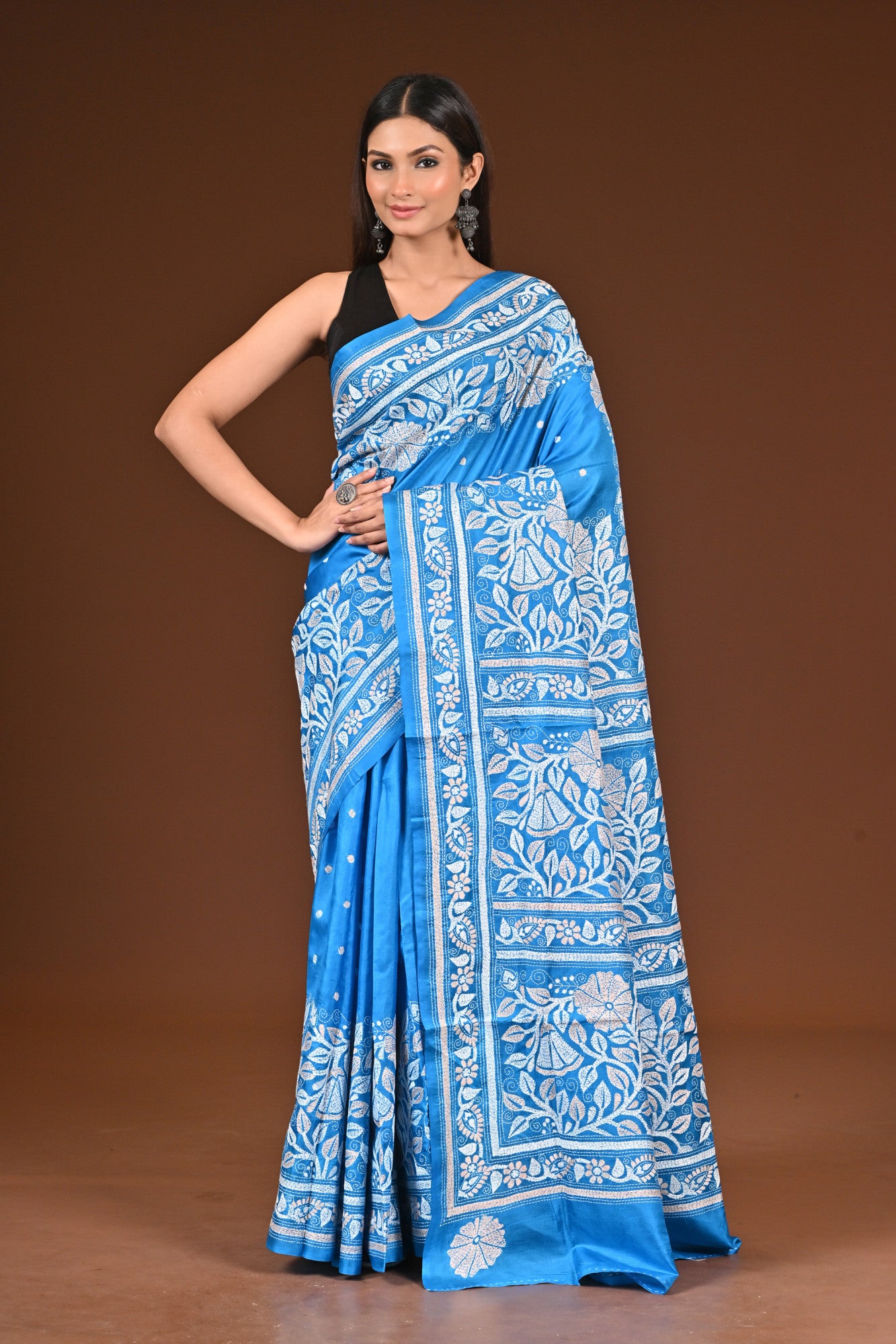 PURE  SILK KANTHA SAREE Thumbnail