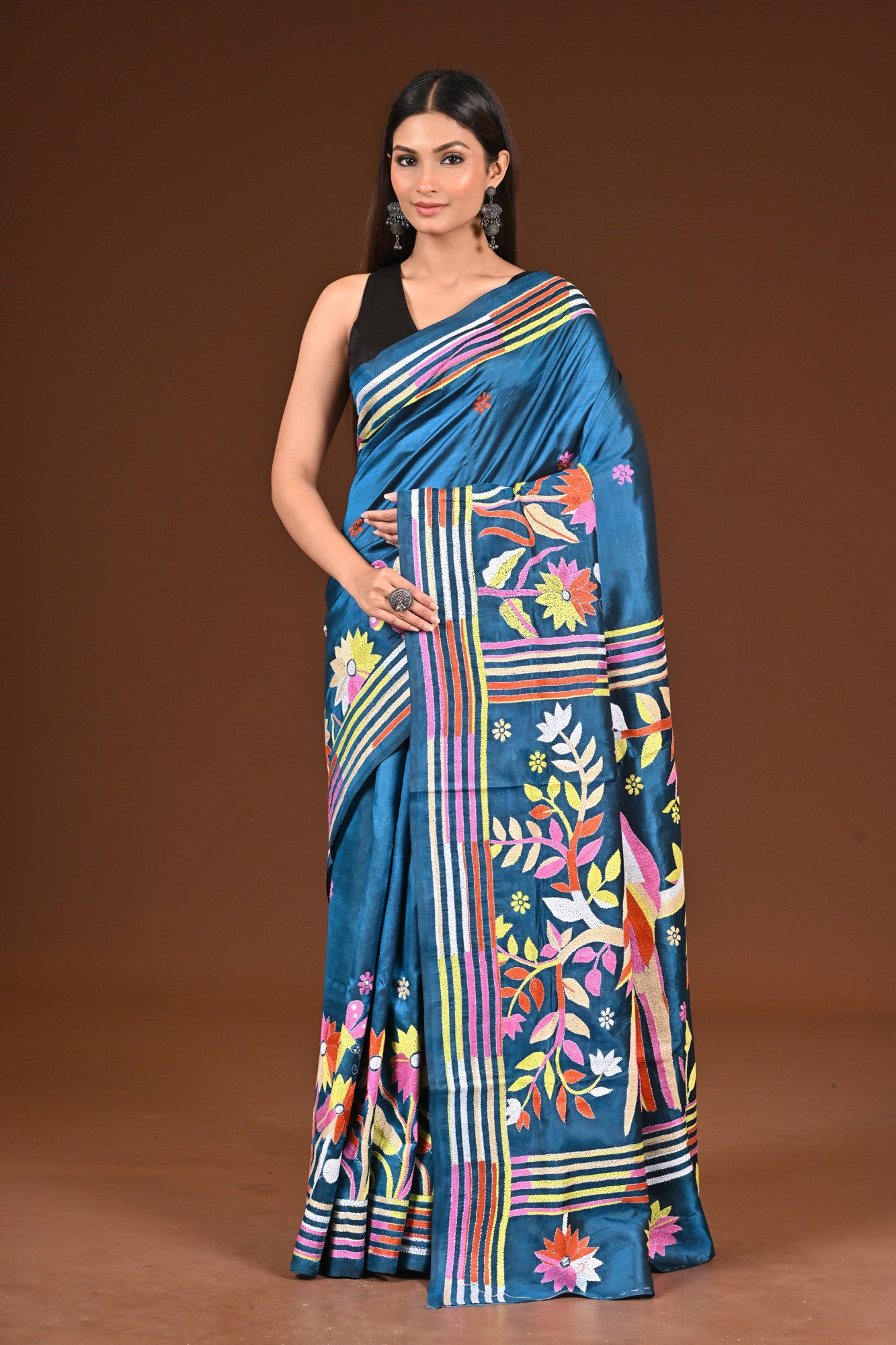 PURE  SILK KANTHA SAREE