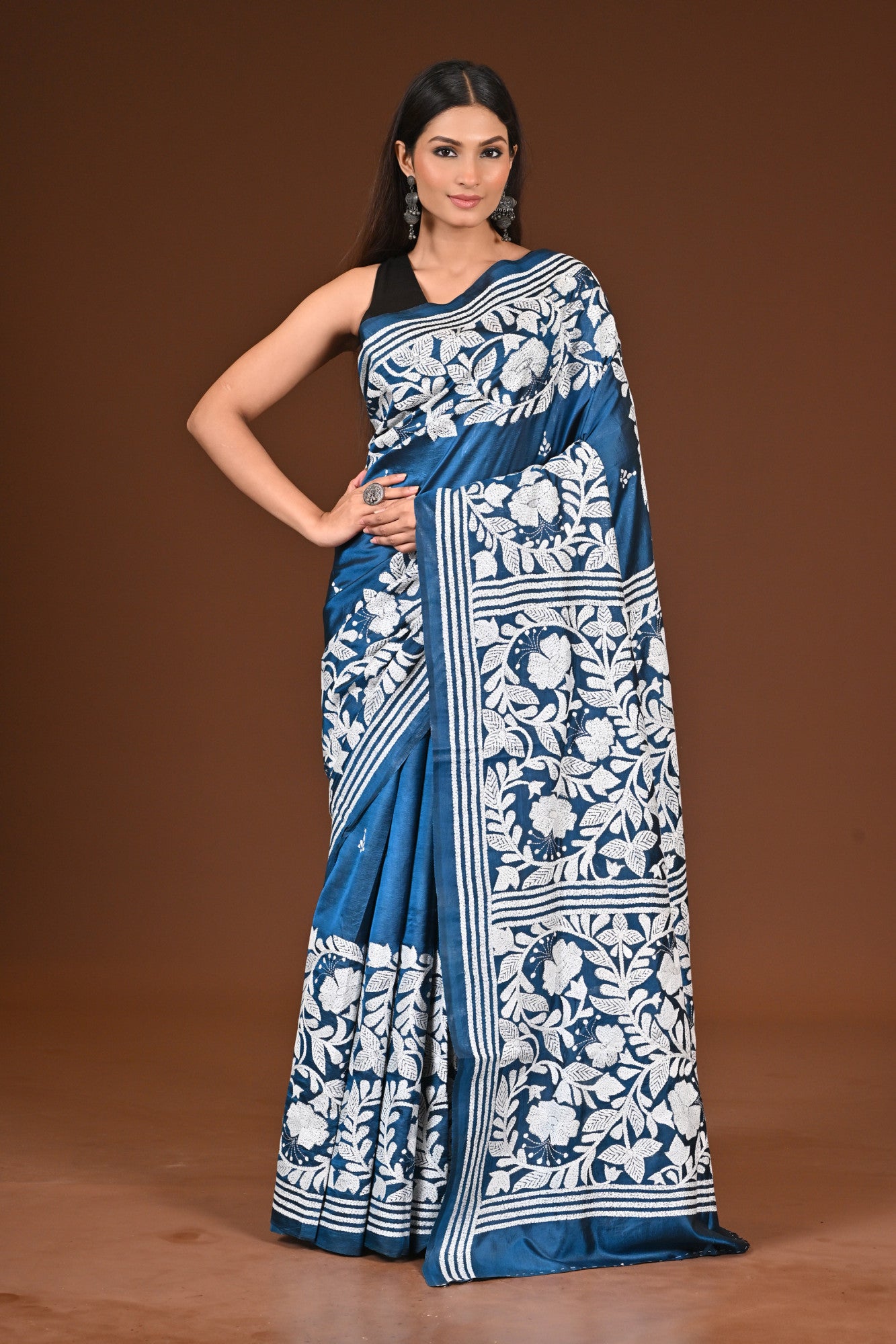 PURE  SILK KANTHA SAREE Thumbnail