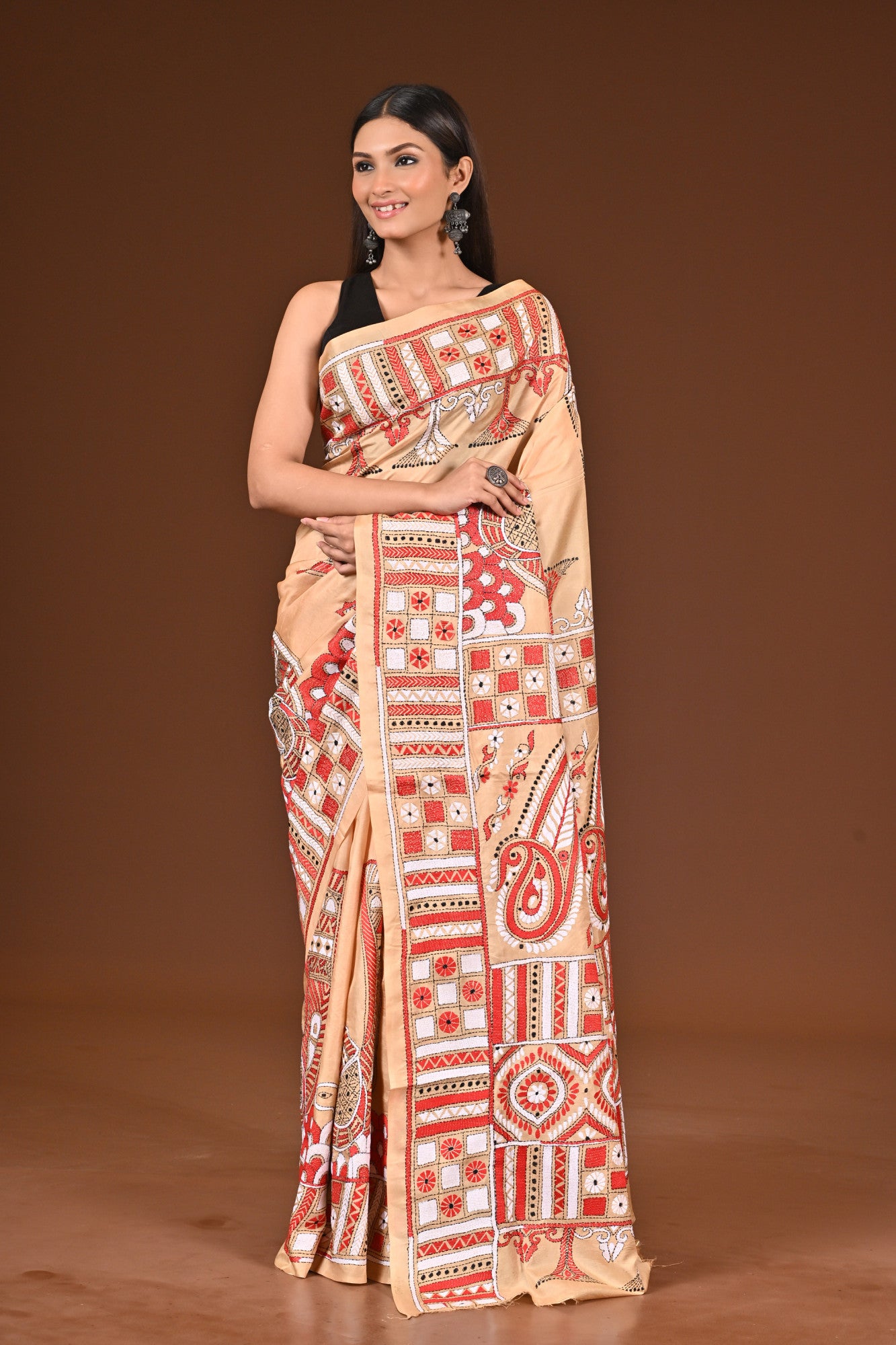 PURE  SILK KANTHA SAREE Thumbnail