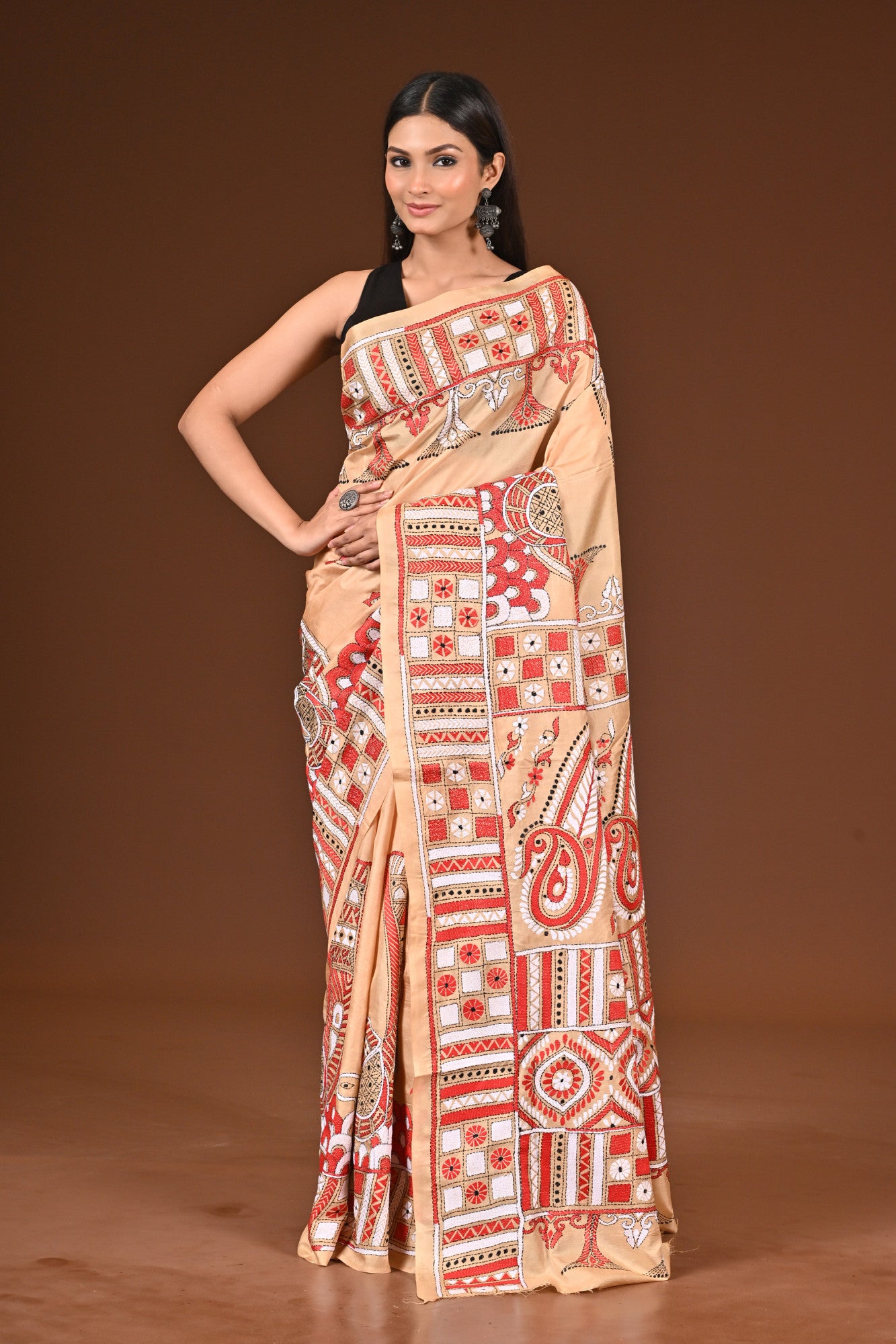 PURE  SILK KANTHA SAREE Thumbnail