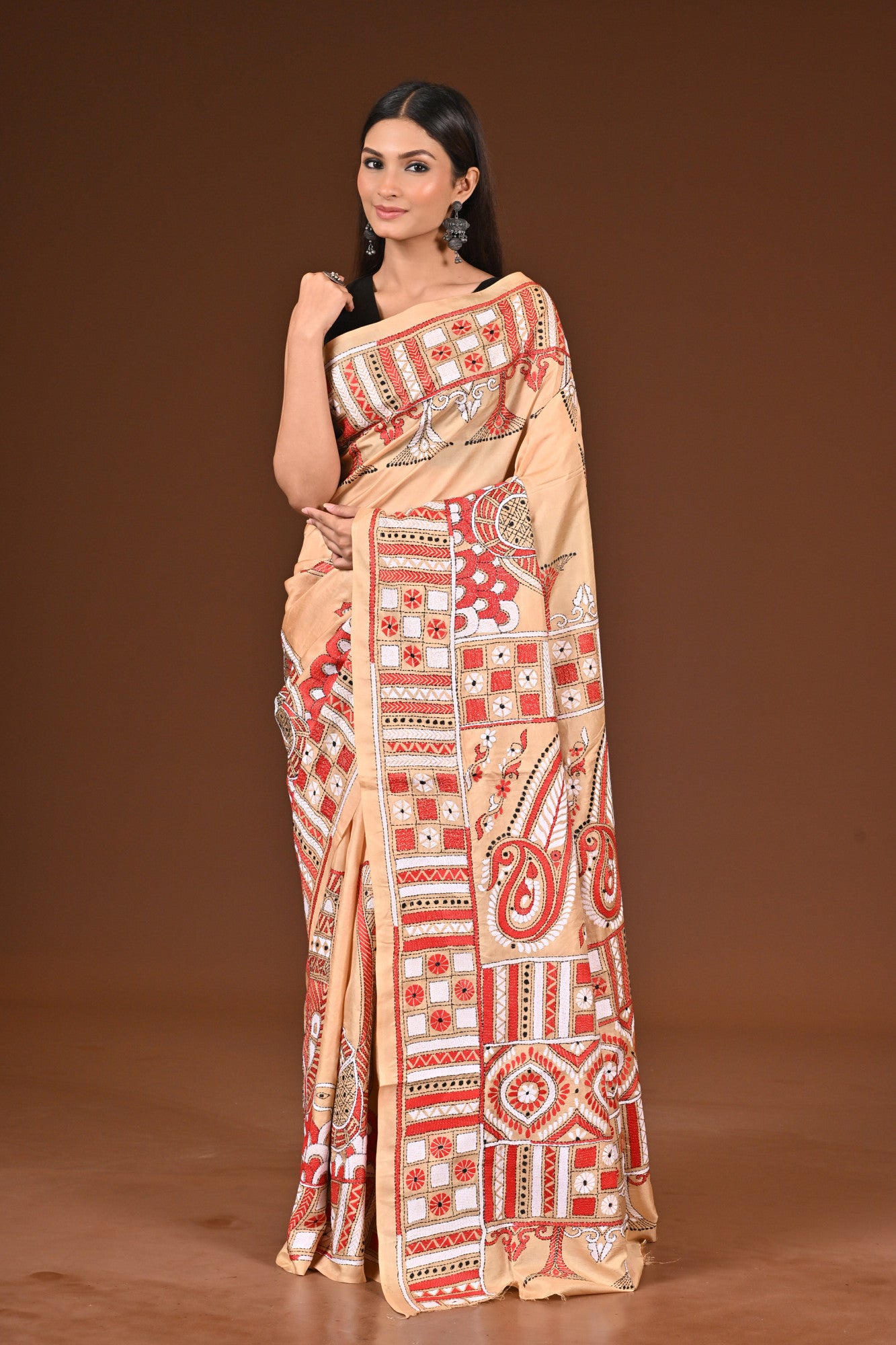 PURE  SILK KANTHA SAREE Thumbnail