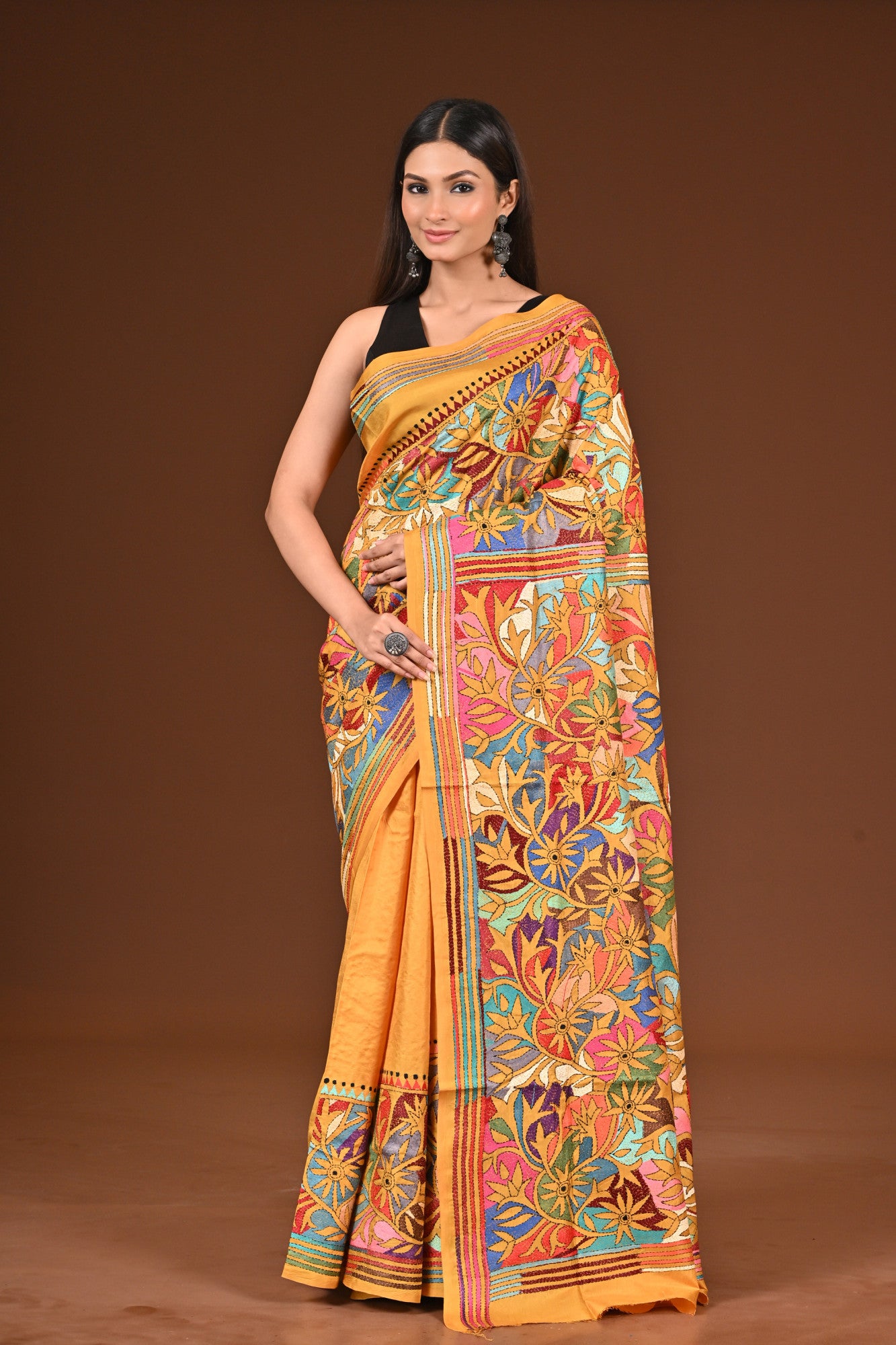 PURE  SILK KANTHA SAREE Thumbnail