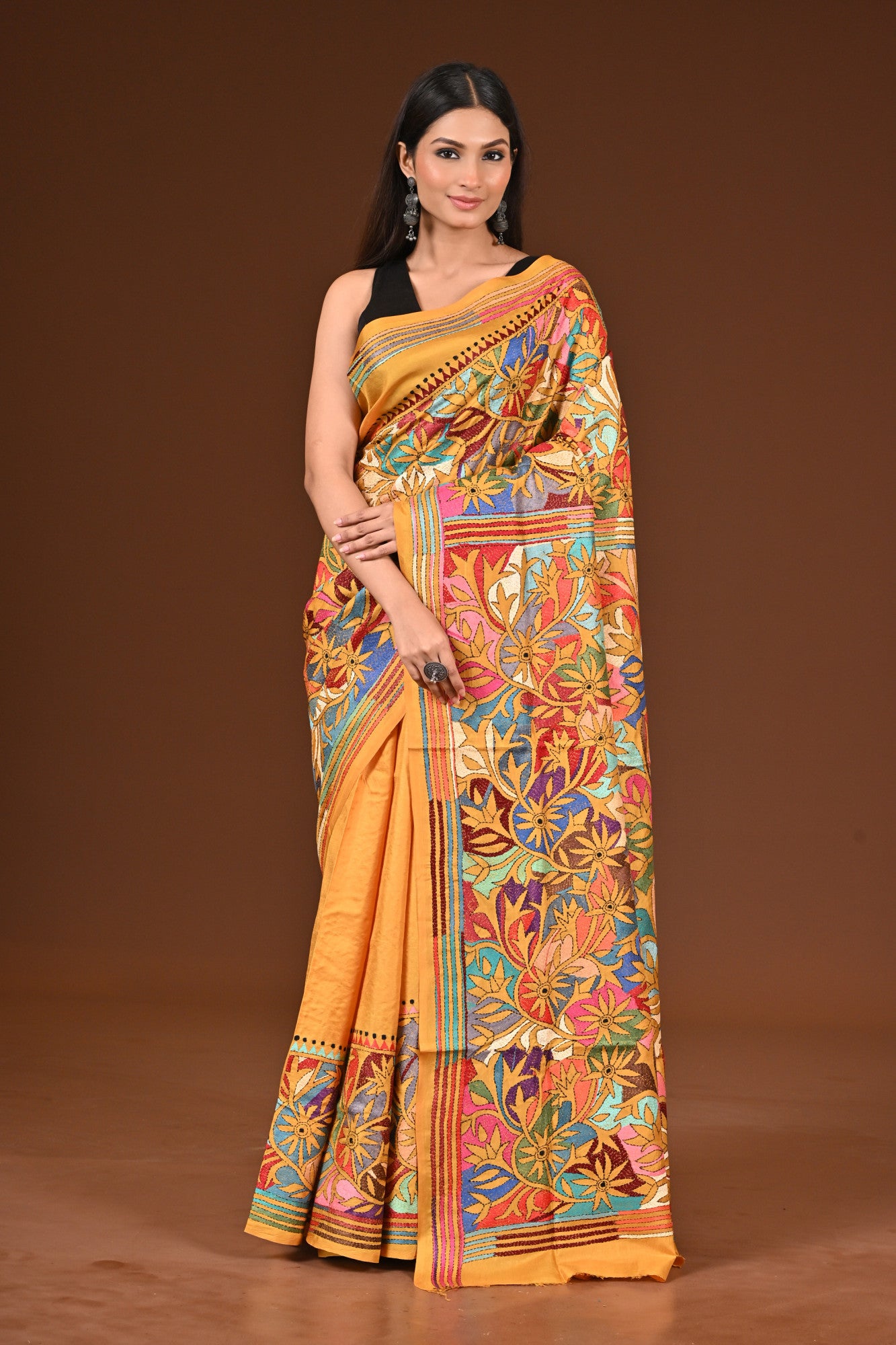 PURE  SILK KANTHA SAREE Thumbnail