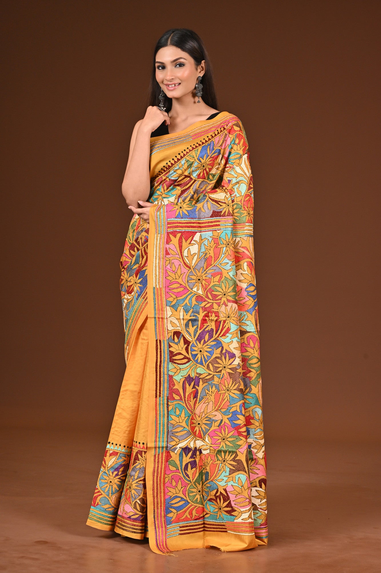 PURE  SILK KANTHA SAREE Thumbnail