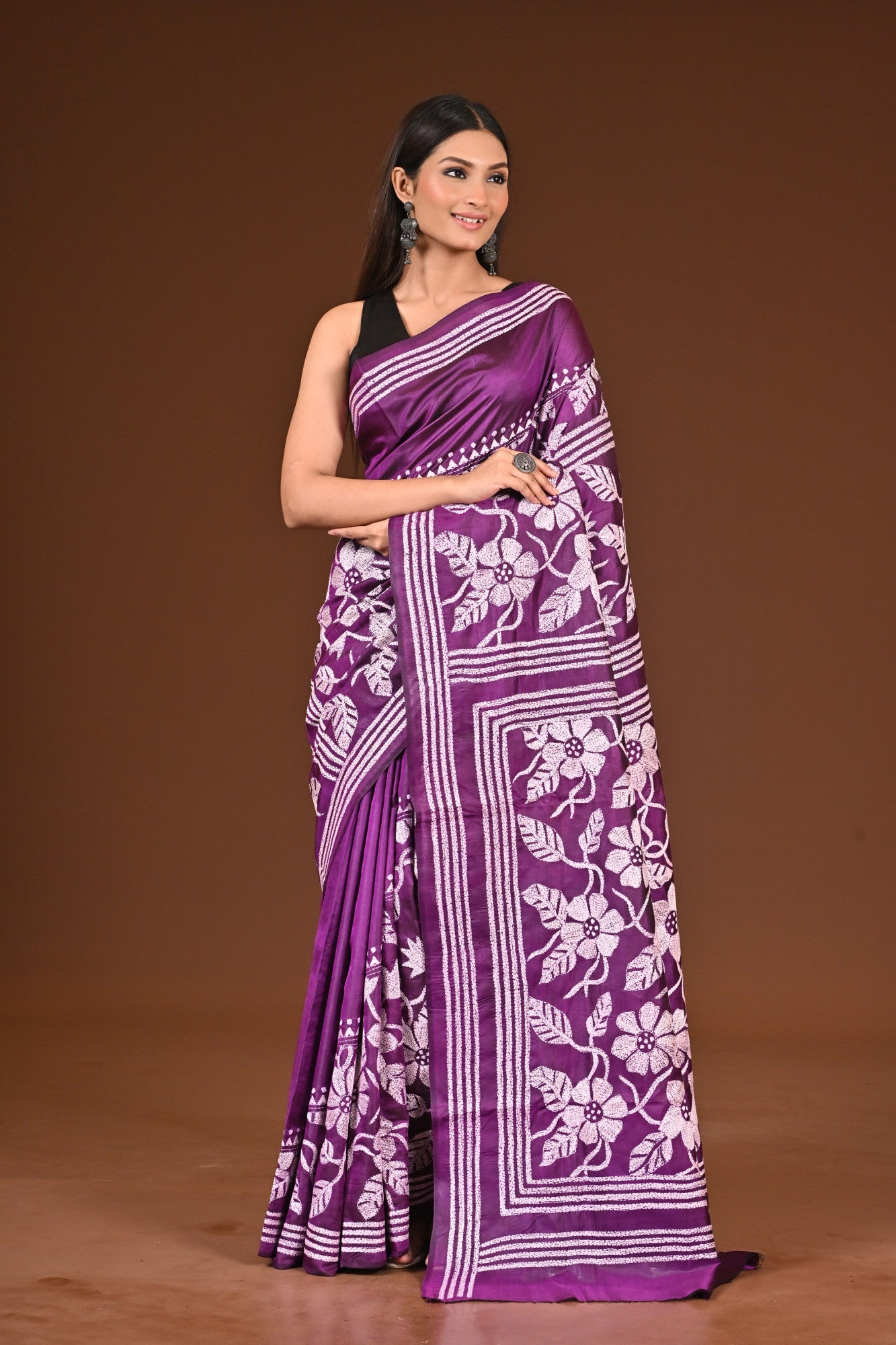 PURE  SILK KANTHA SAREE Thumbnail
