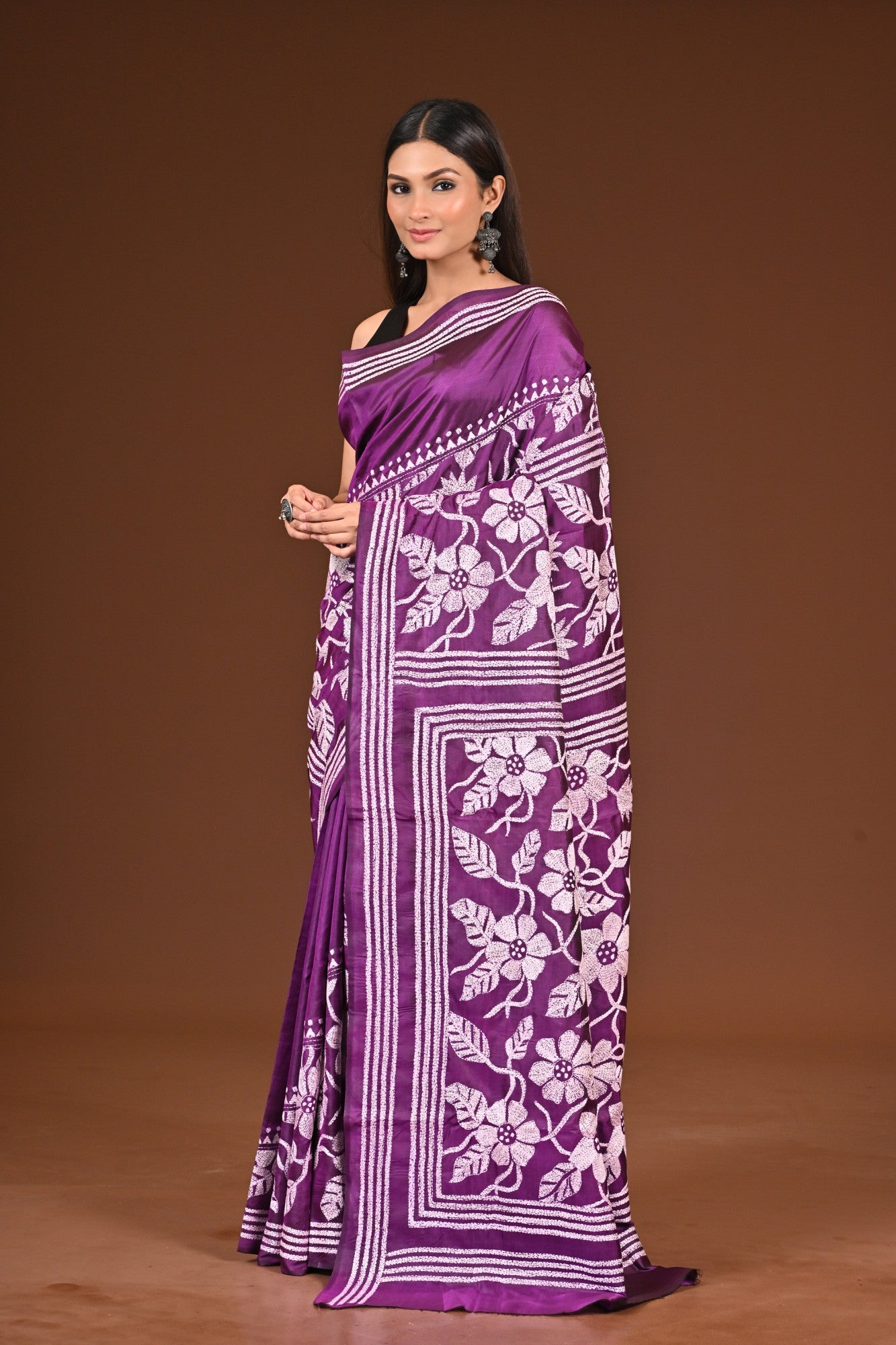 PURE  SILK KANTHA SAREE Thumbnail