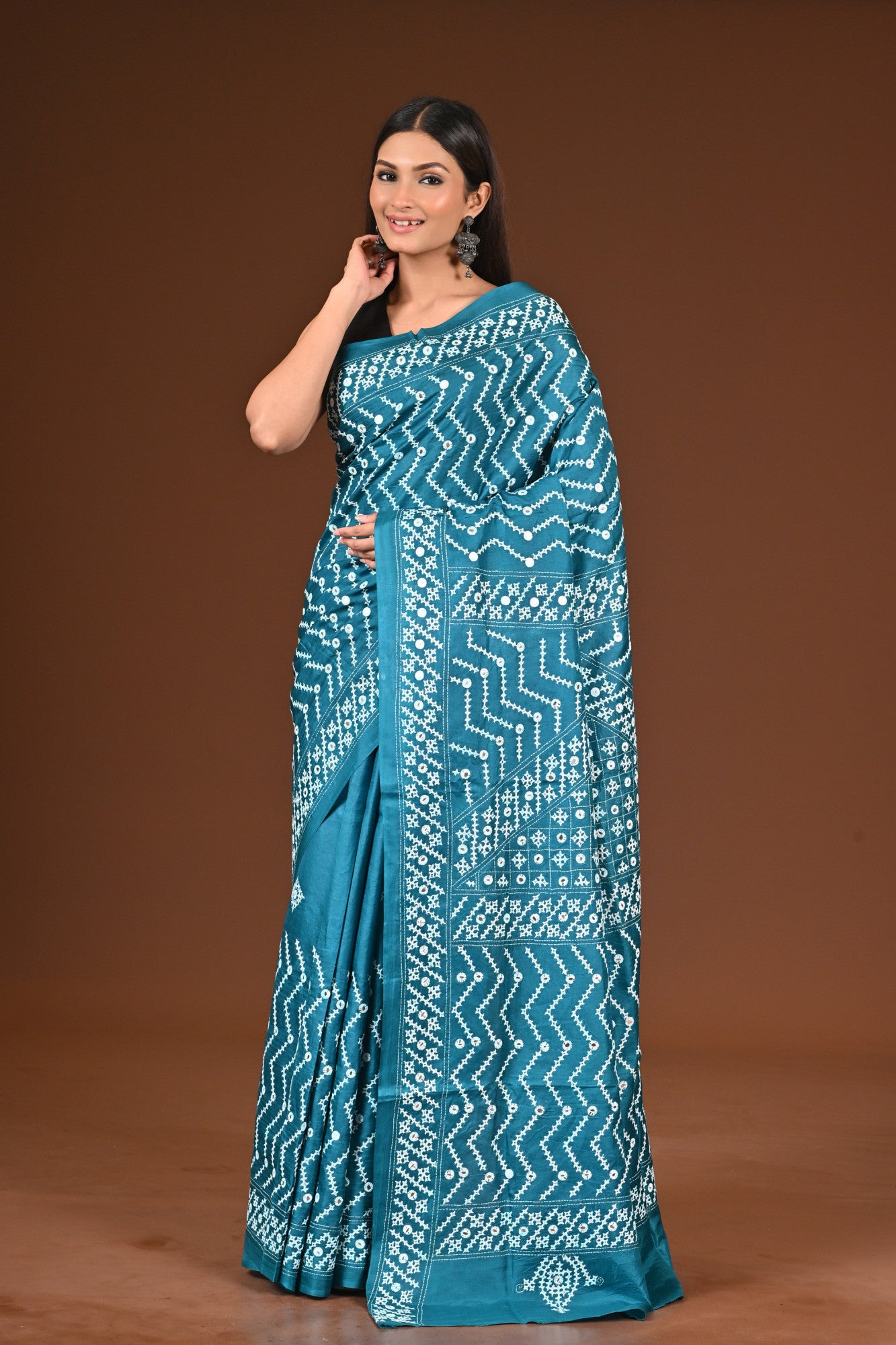 PURE  SILK KANTHA SAREE Thumbnail