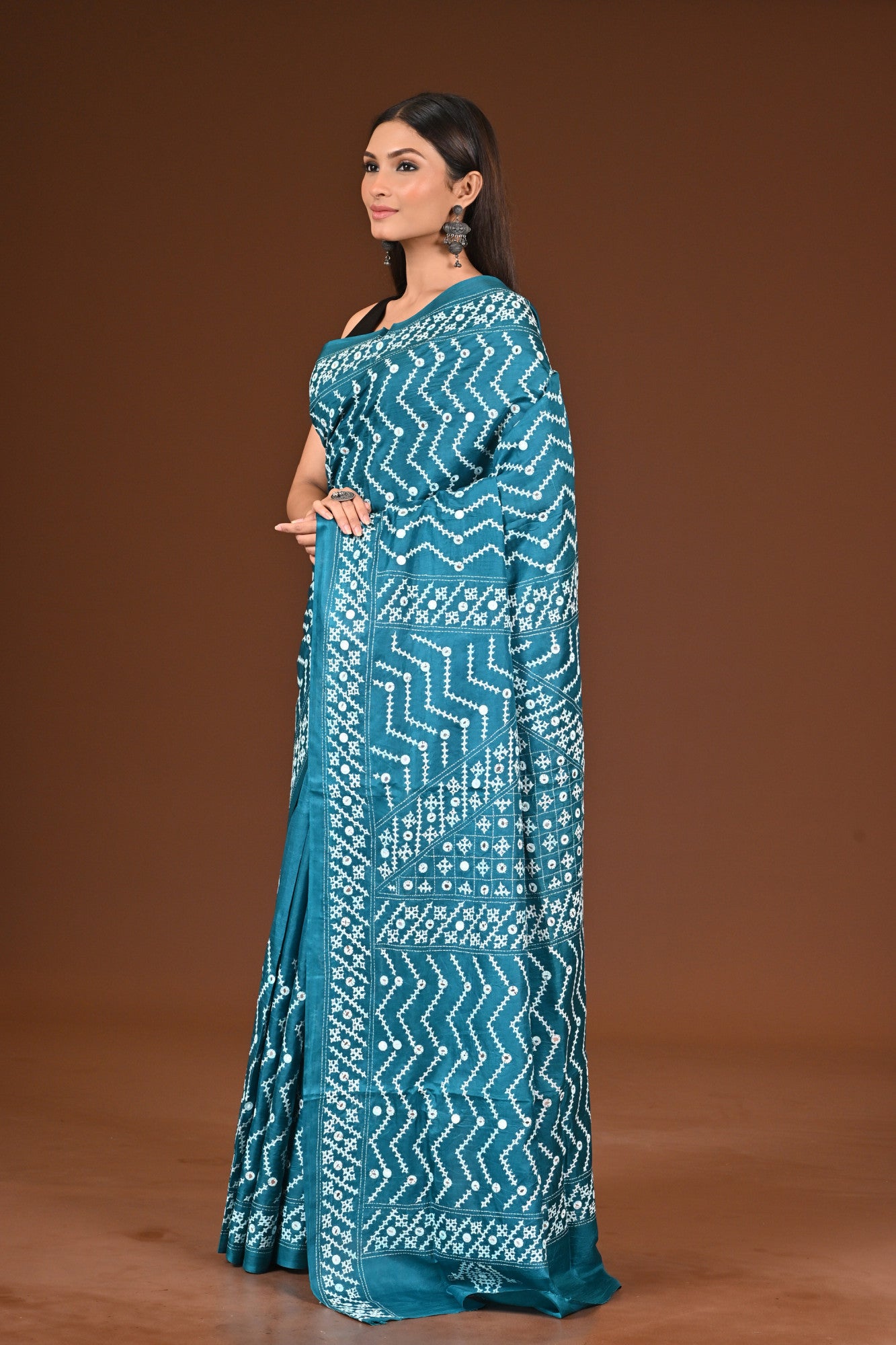 PURE  SILK KANTHA SAREE Thumbnail