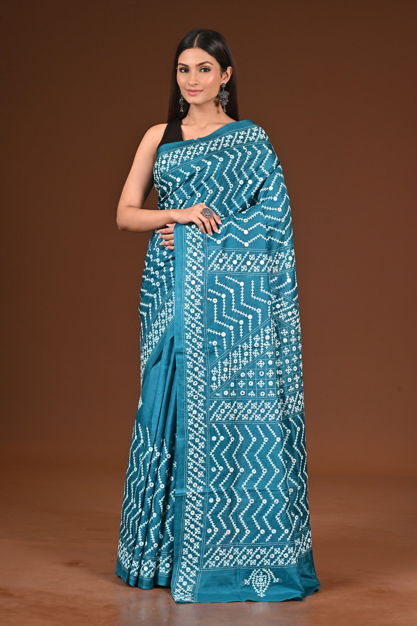 PURE  SILK KANTHA SAREE Thumbnail