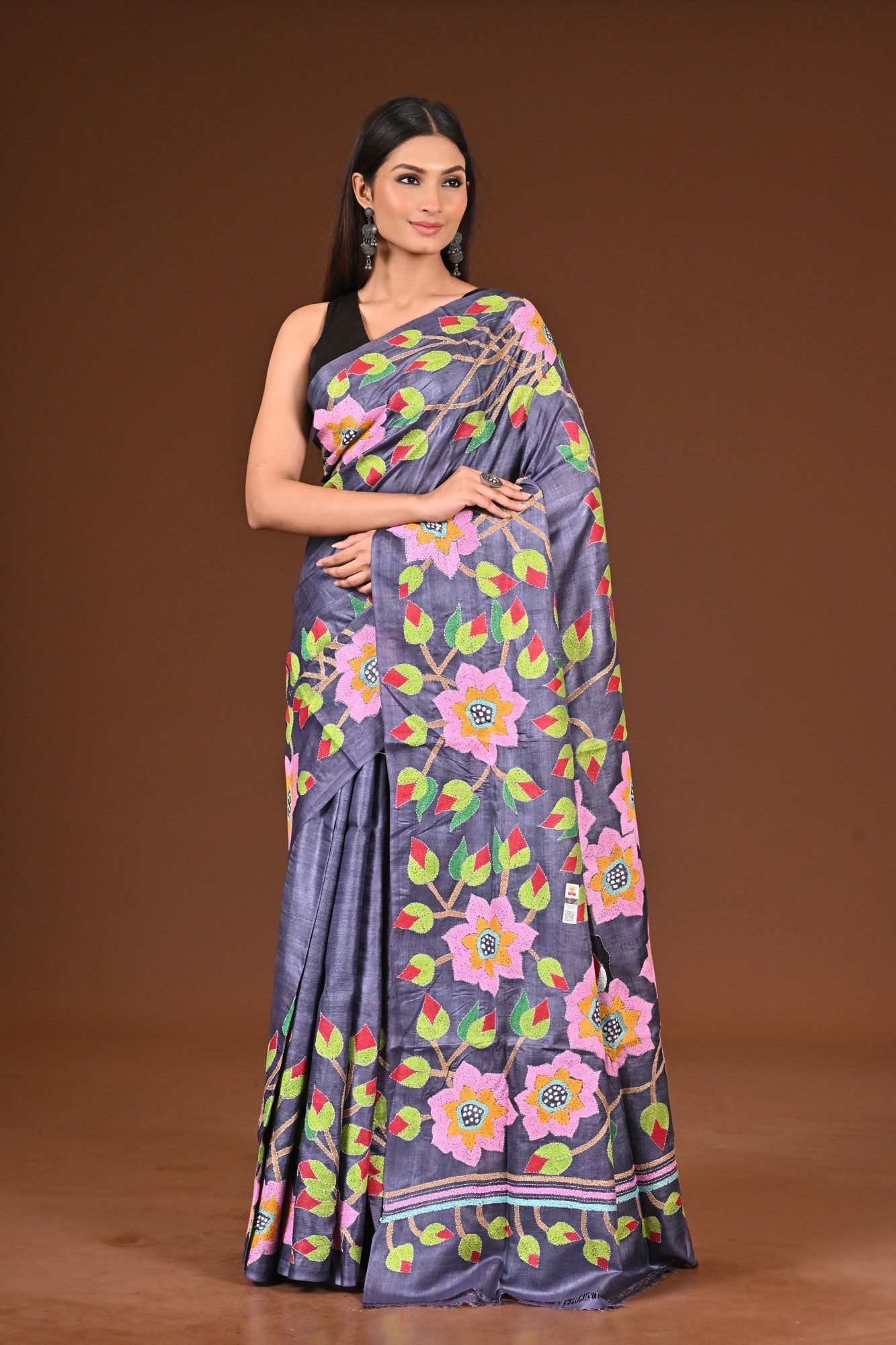 PURE  SILK KANTHA SAREE Thumbnail