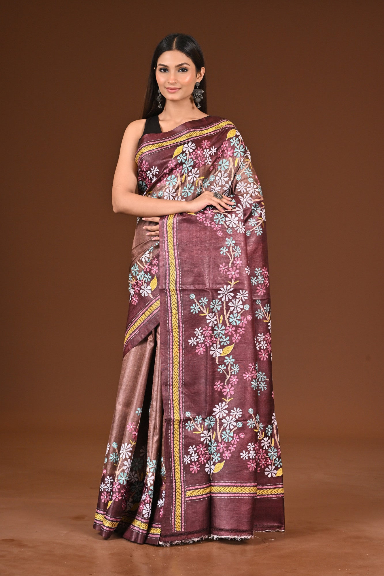 PURE  SILK KANTHA SAREE