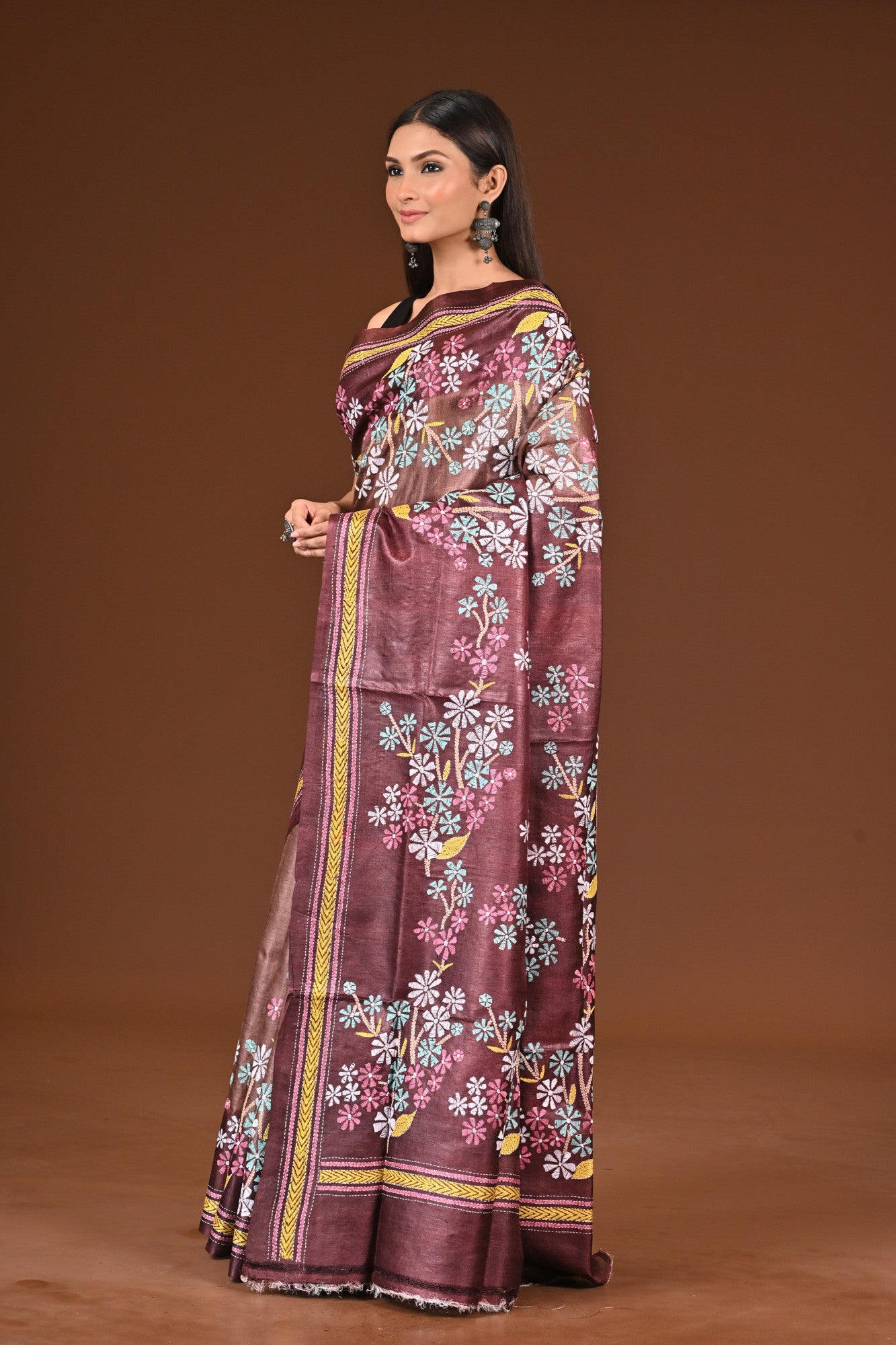 PURE  SILK KANTHA SAREE Thumbnail