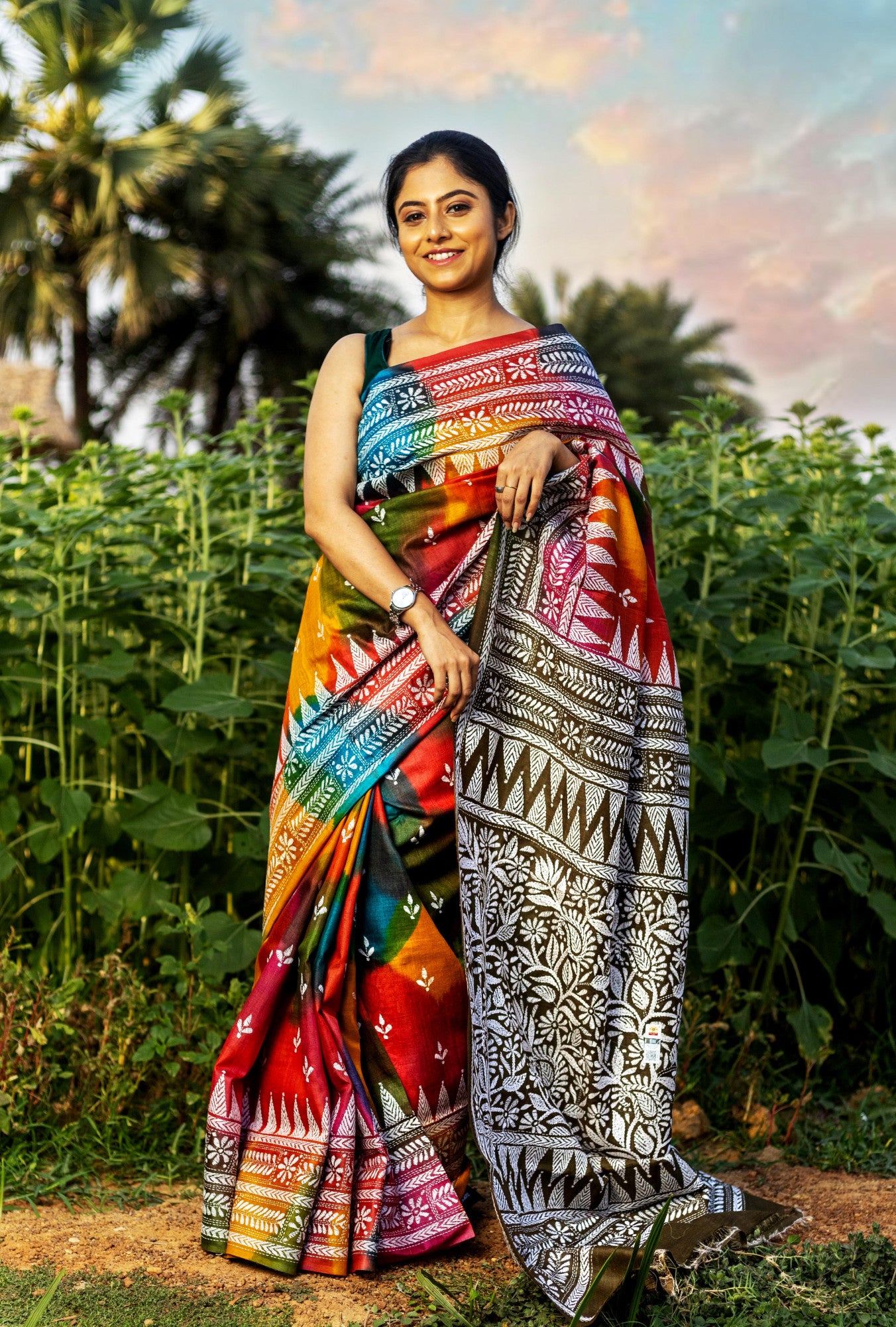 PURE SILK KANTHA SAREE Thumbnail