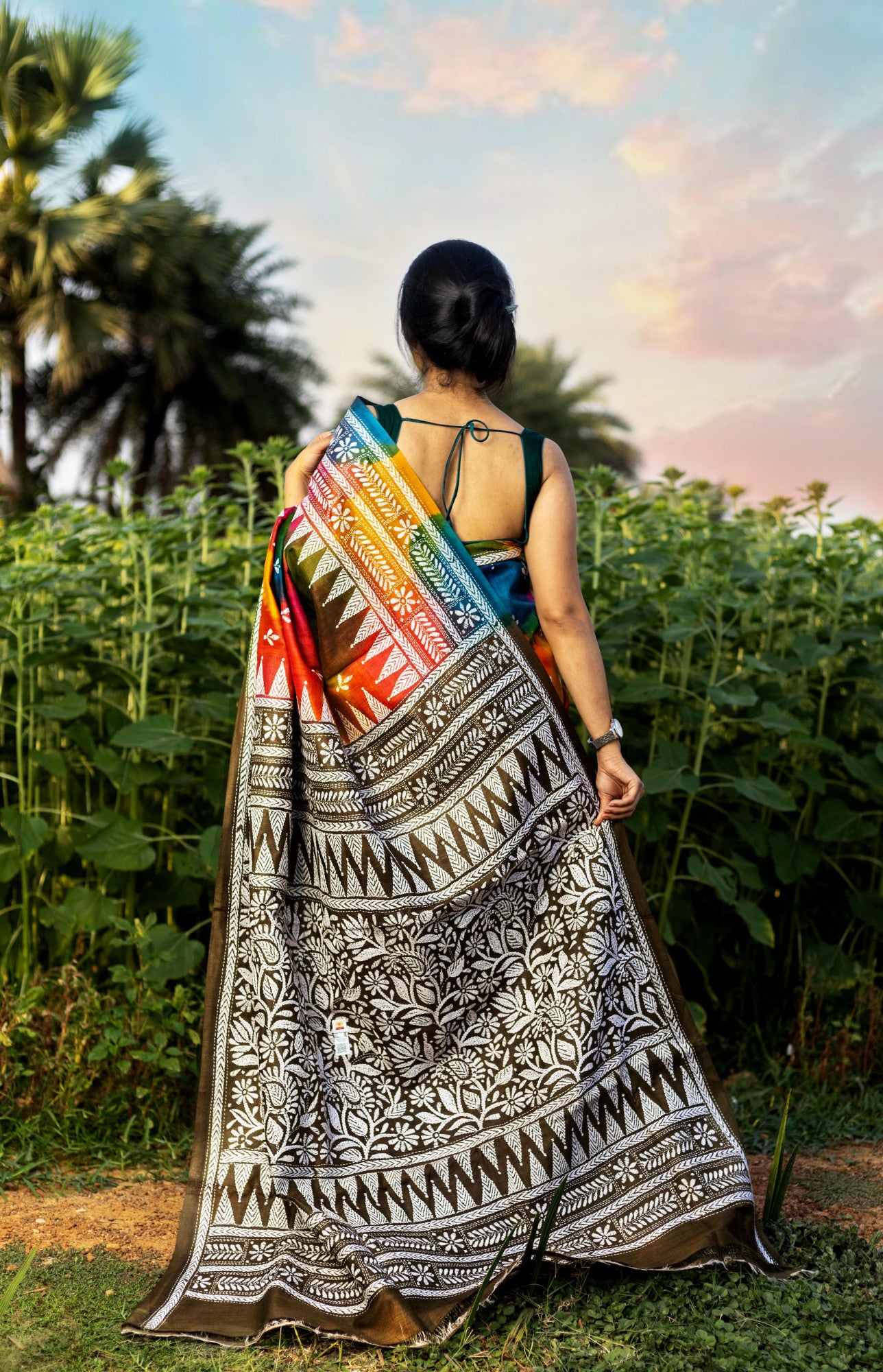 PURE SILK KANTHA SAREE