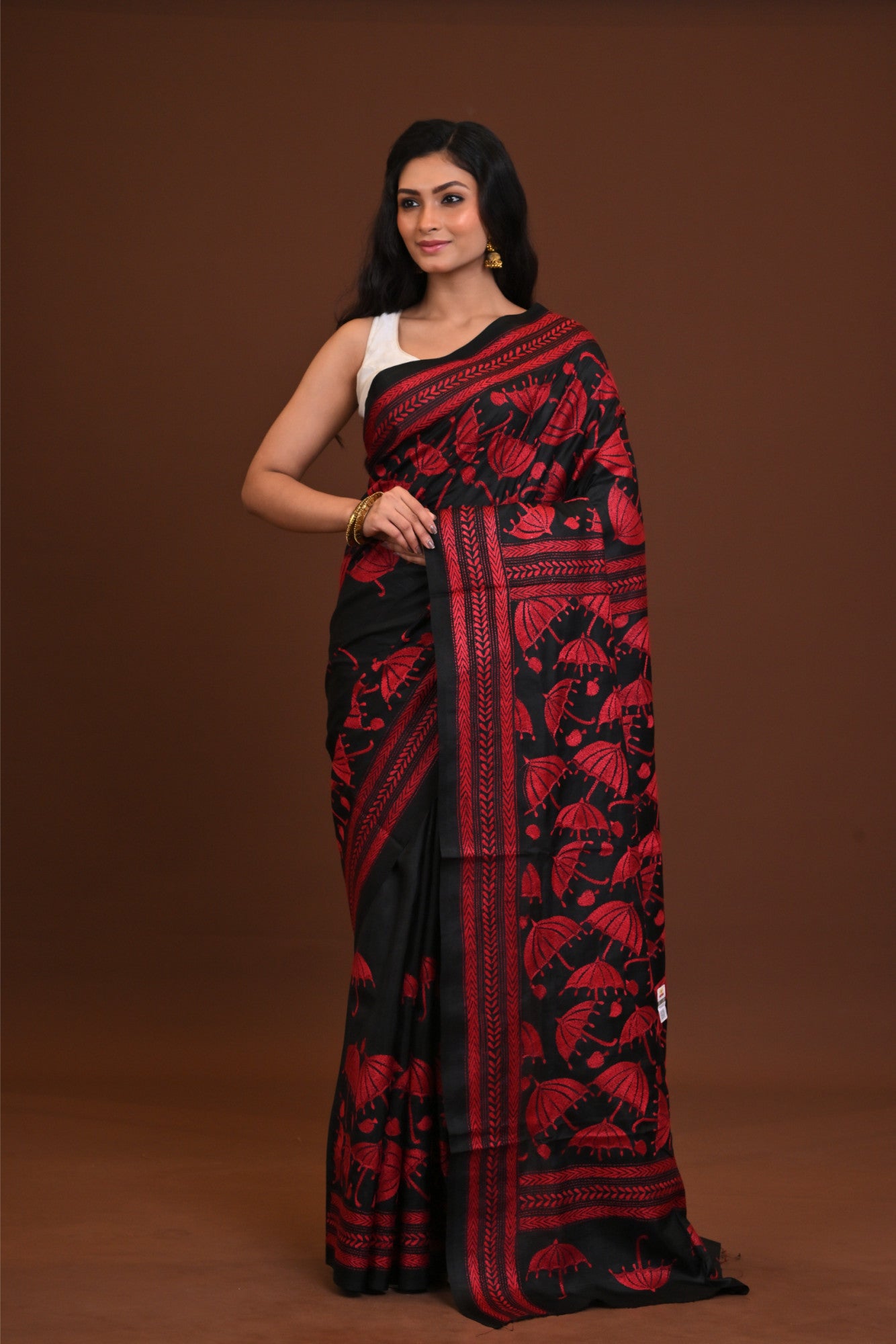 Pure Silk Kantha Stitch Saree