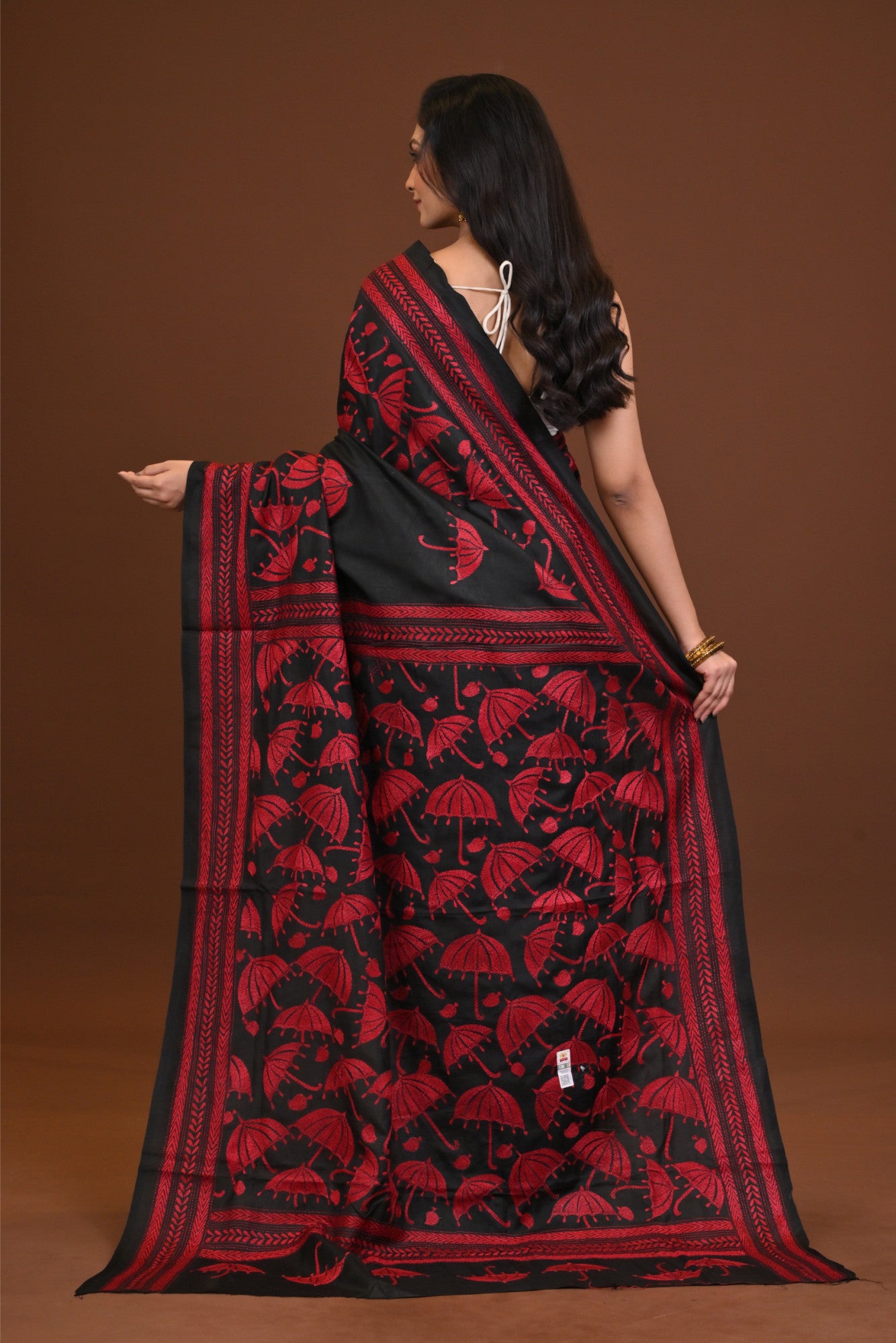 Pure Silk Kantha Stitch Saree