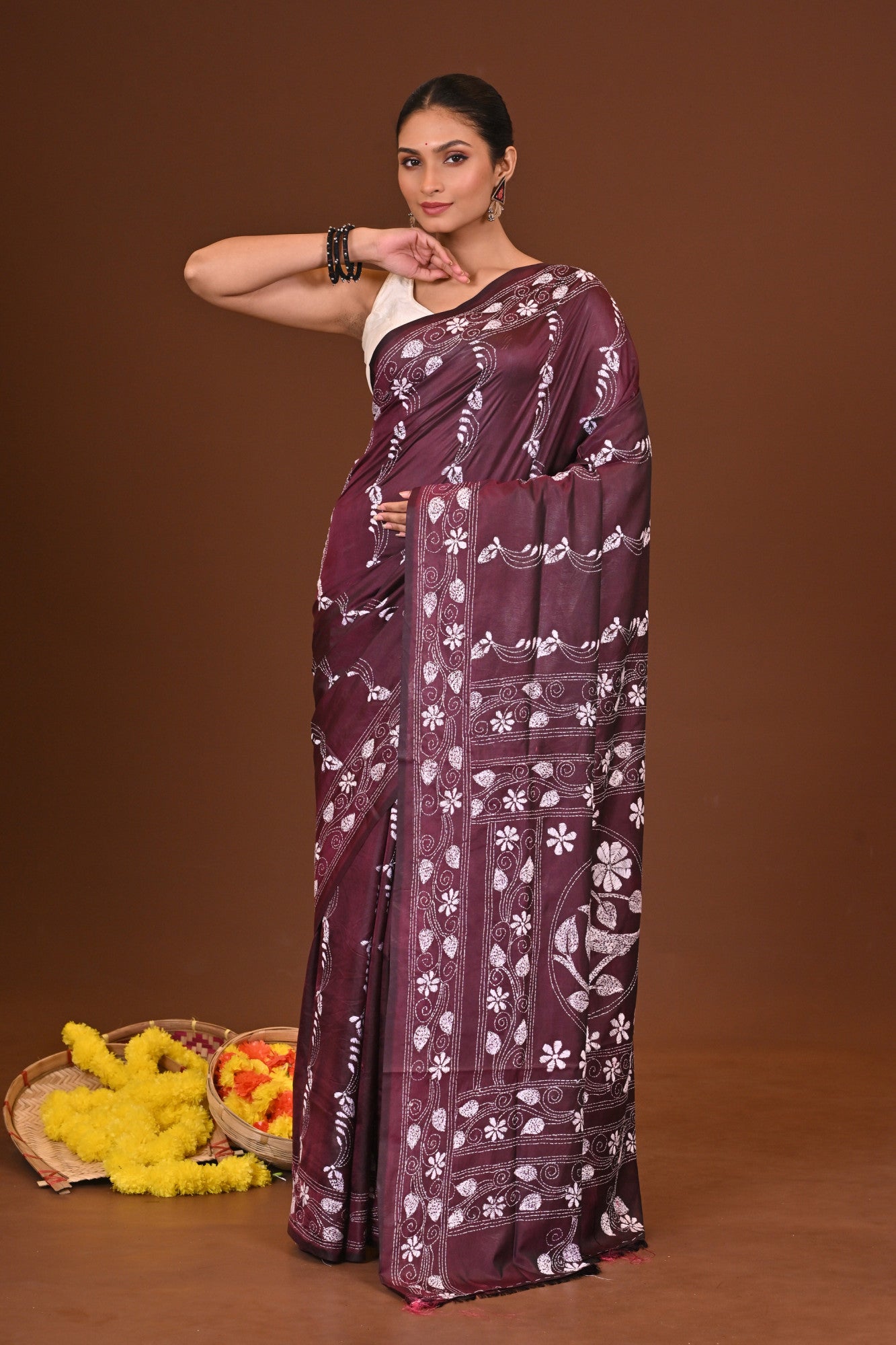 RAJNANDINI BLENDED SILK KANTHA SAREE