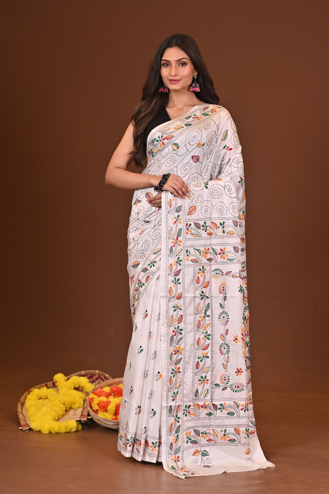 Rangtara Blended Silk Kantha Saree Thumbnail